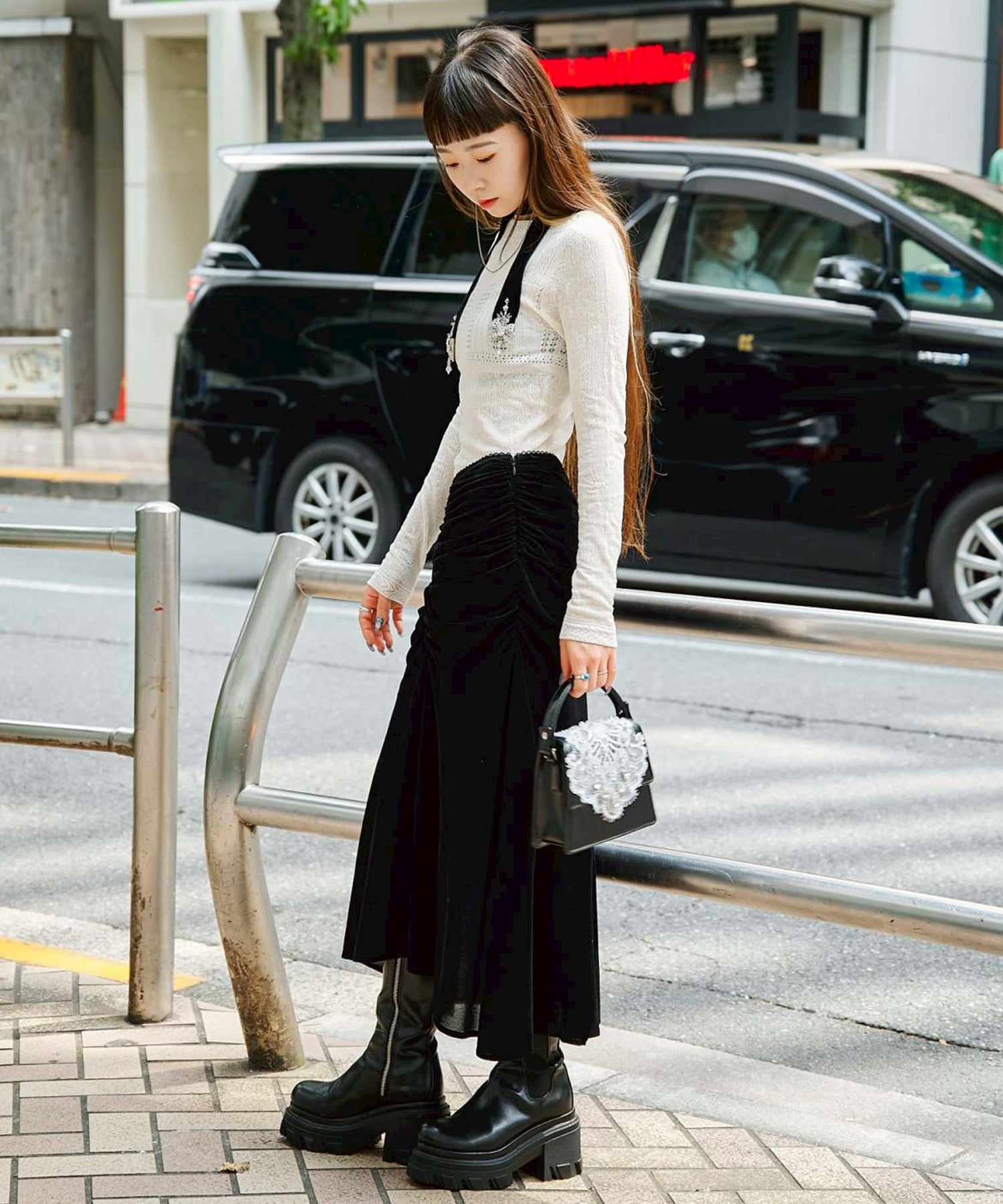 white lace crocodile mini bag tanakadaisuke