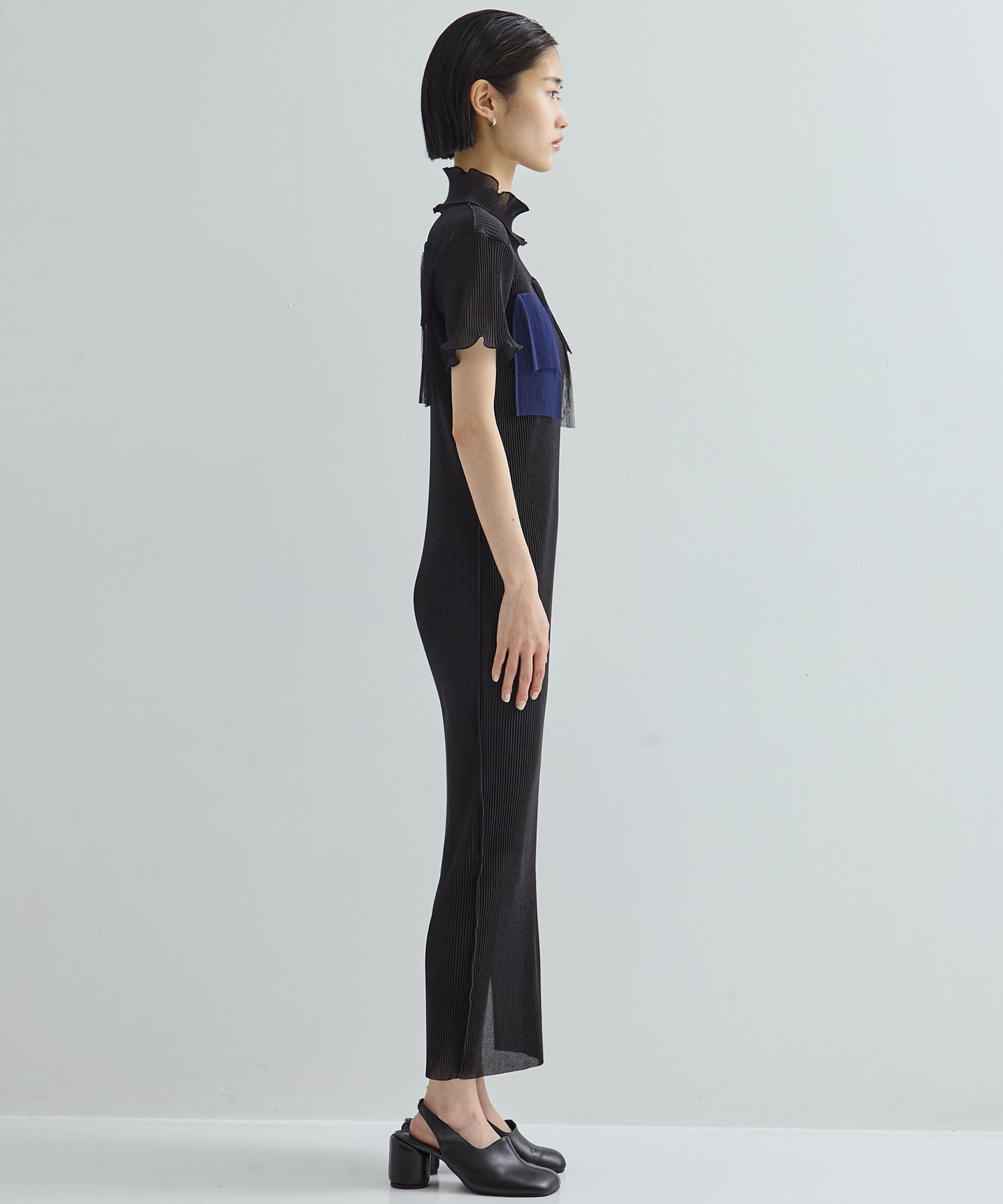 別注SHEER LAYERED SHORT SLEEVE HIGH NECK  DRESS kotohayokozawa