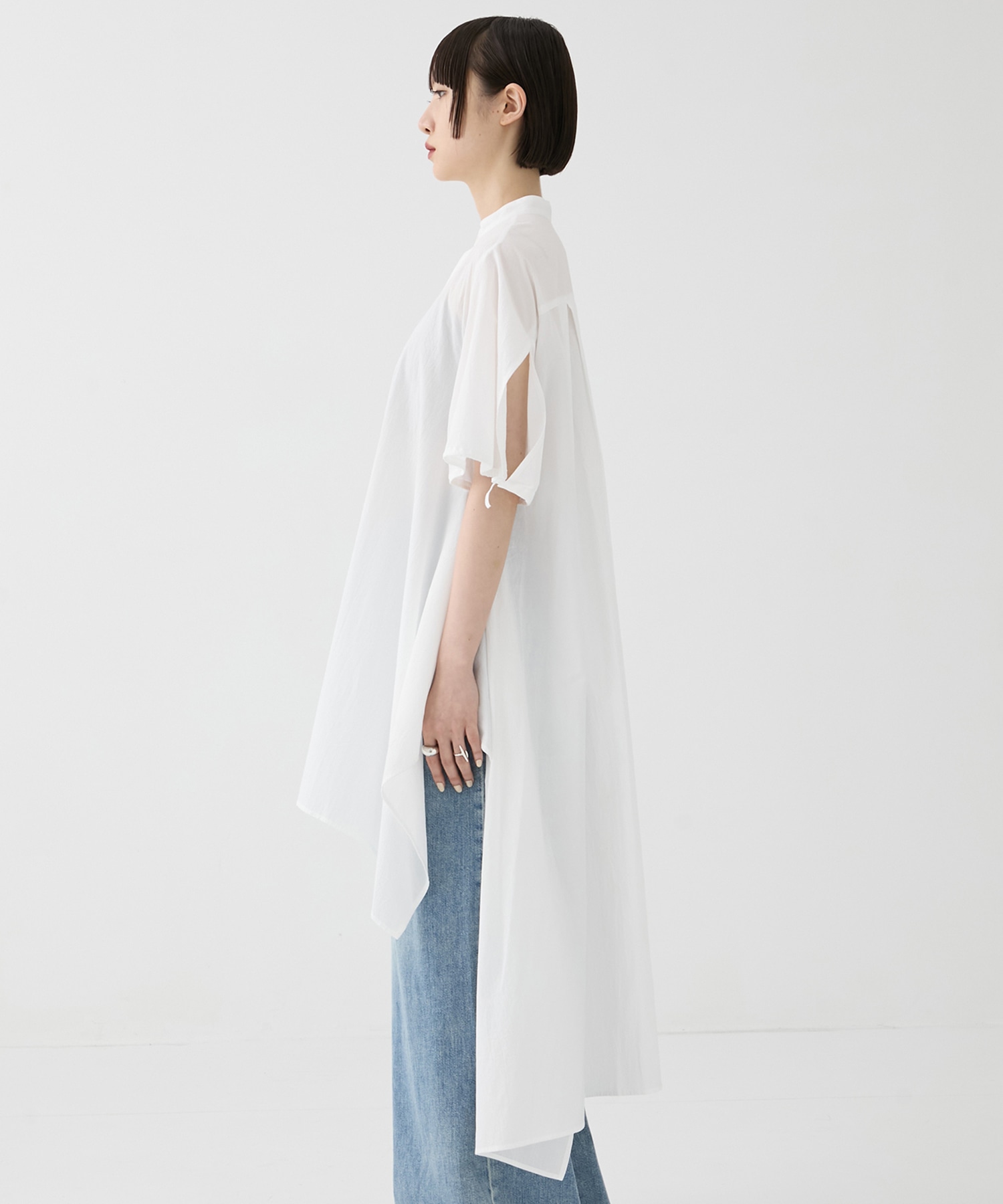 別注 Coボイルサッカーケープスリーブシャツ FEMMENT