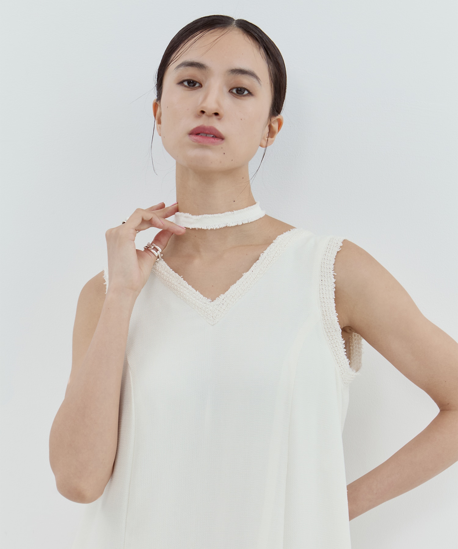 V Neck Sleeveless Mesh Dress STUDIOUS