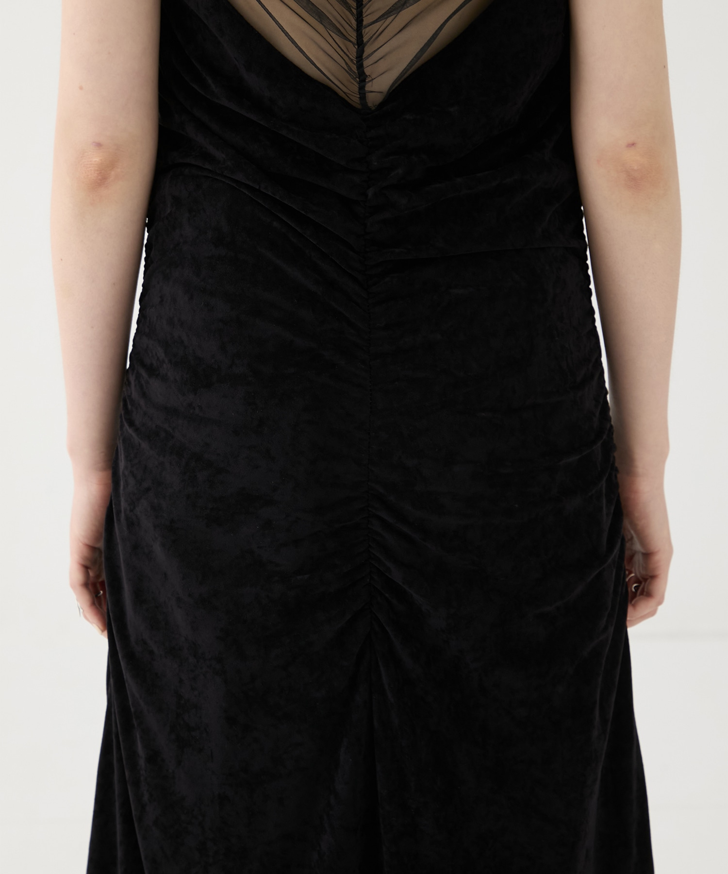 別注 VELOUR SHEER CUT HEM DRESS FETICO