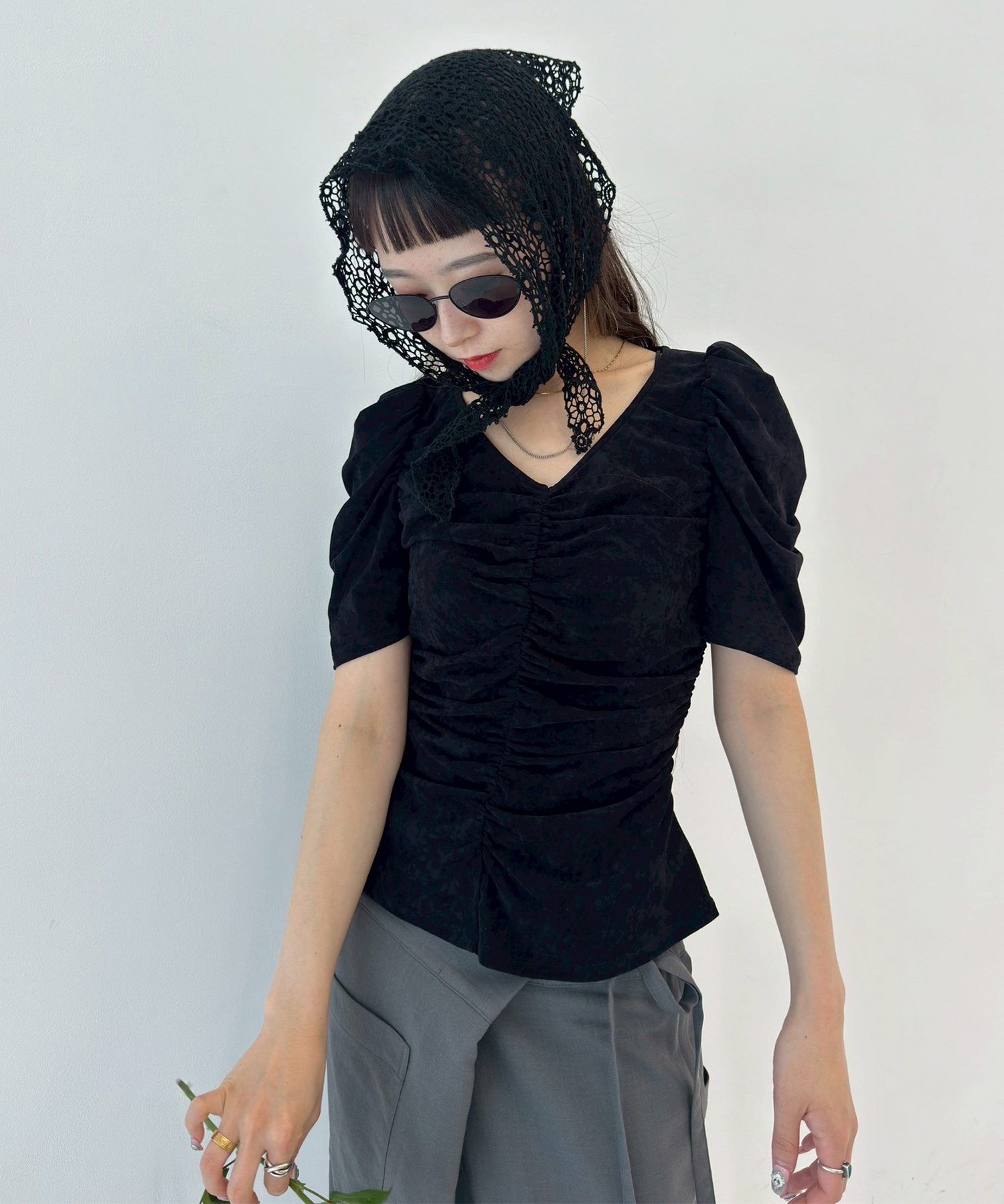 別注 VELOUR GATHERD TOP FETICO