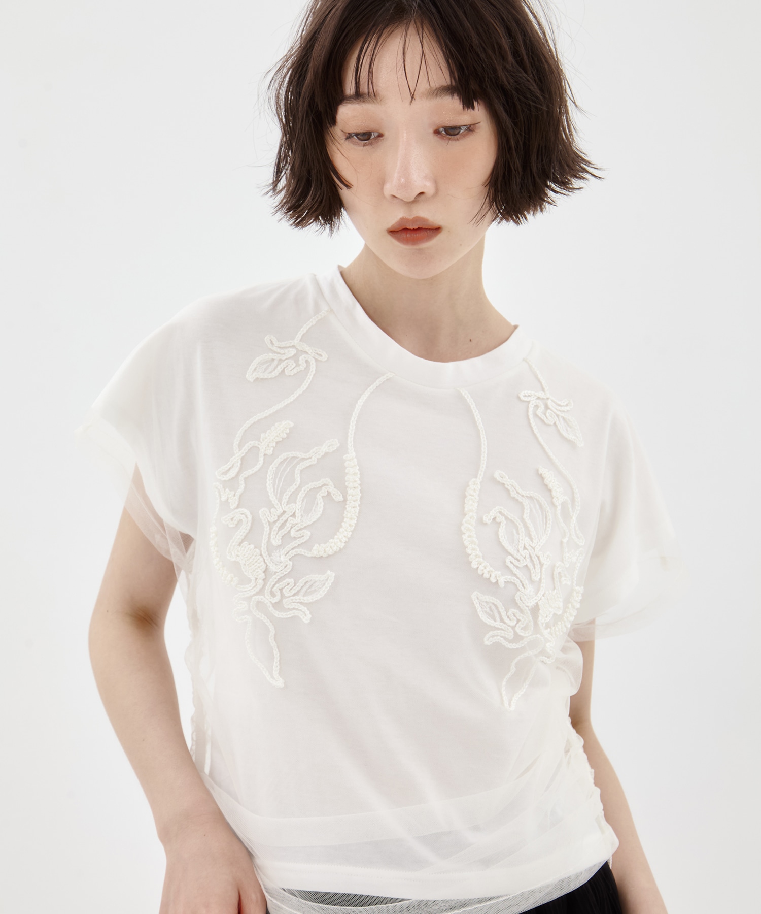 EX.embroidered tulle layered tops MURRAL