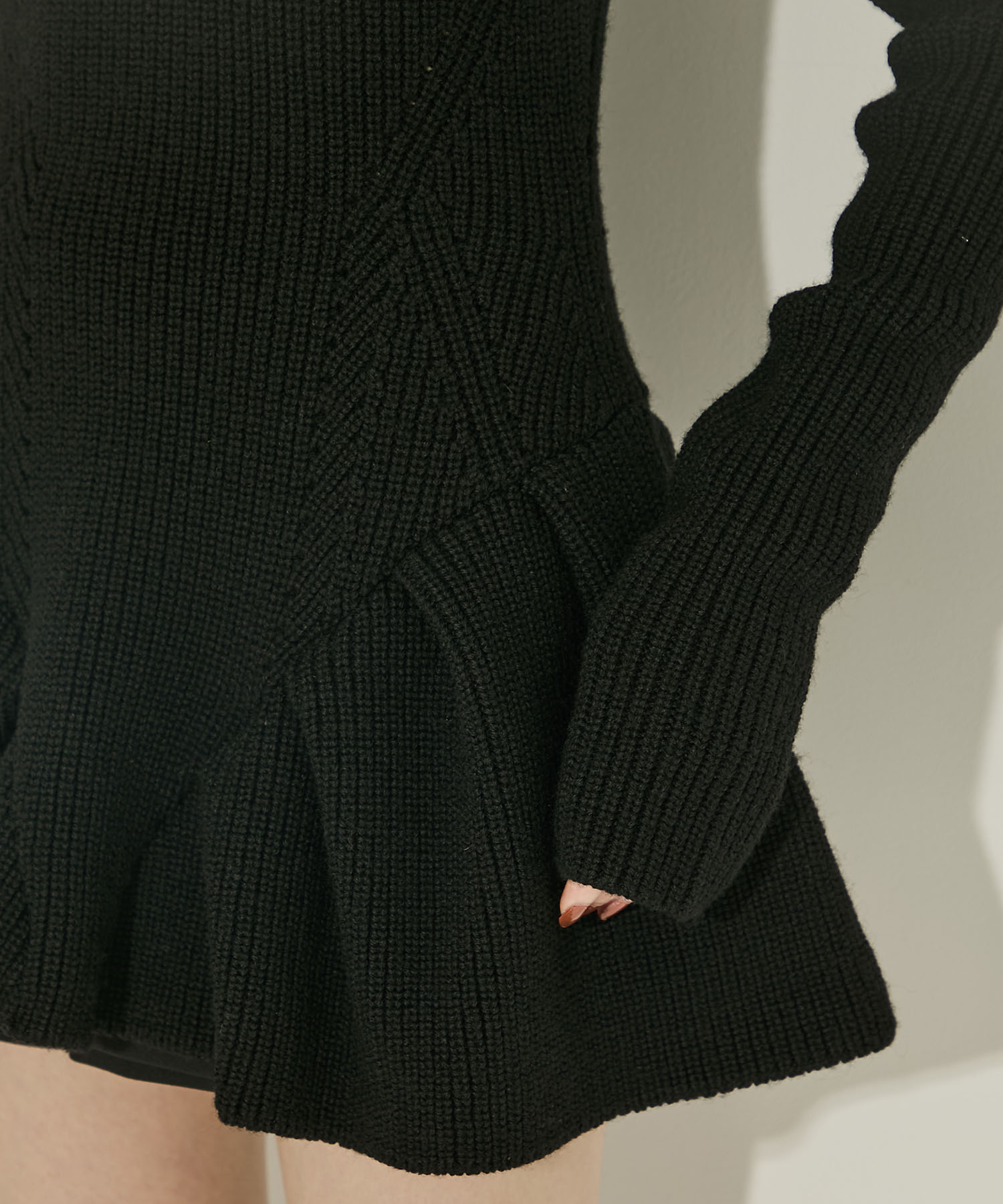 RIBED PEPLUM HI-NECK KNIT SWEATER JOHN LAWRENCE SULLIVAN