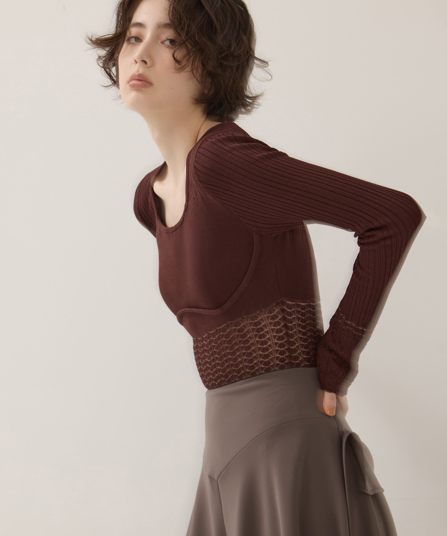 別注Square Neck Ripple Knit EMILY ODA