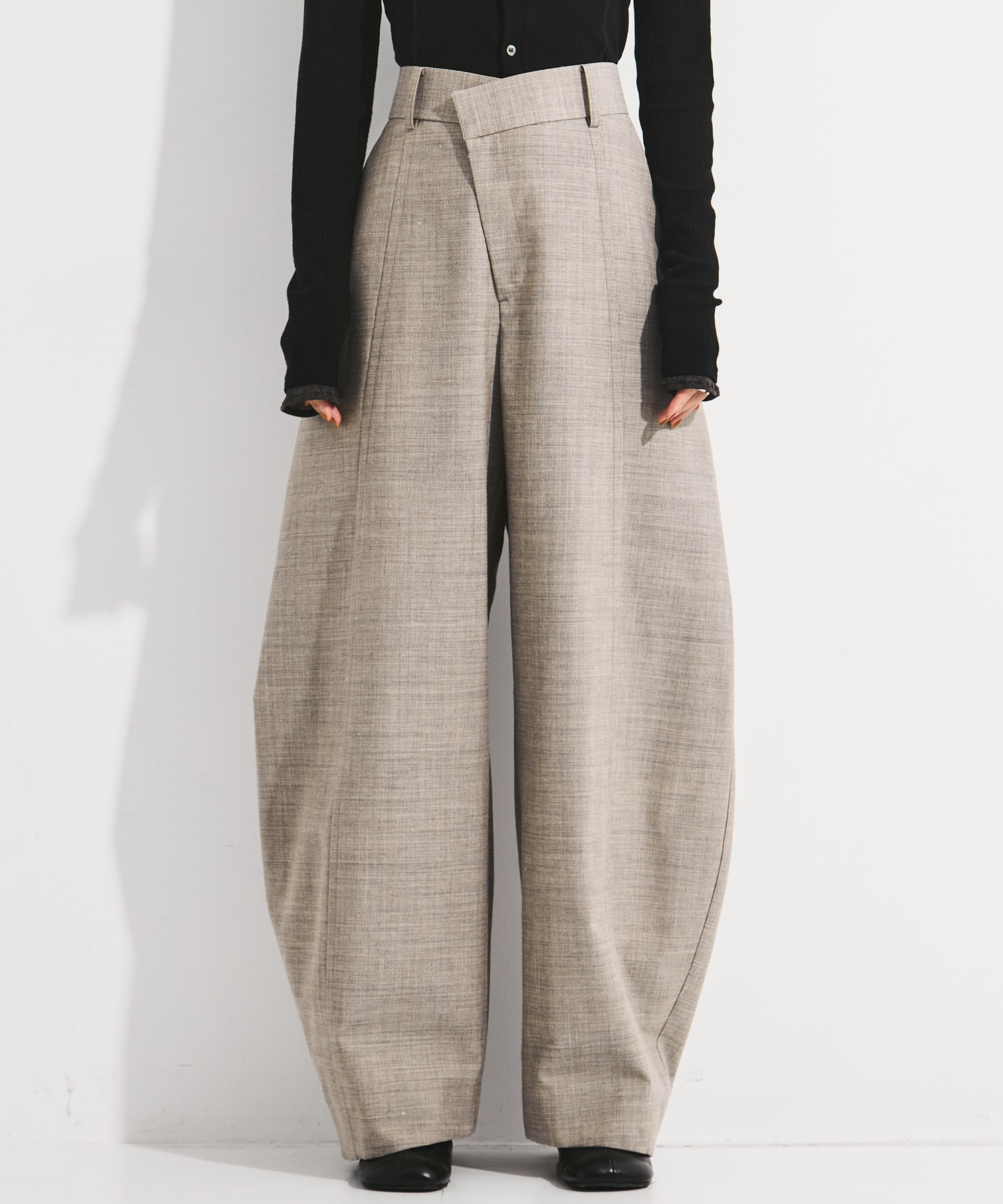 Wool Barrel Leg Trousers STUDIOUS