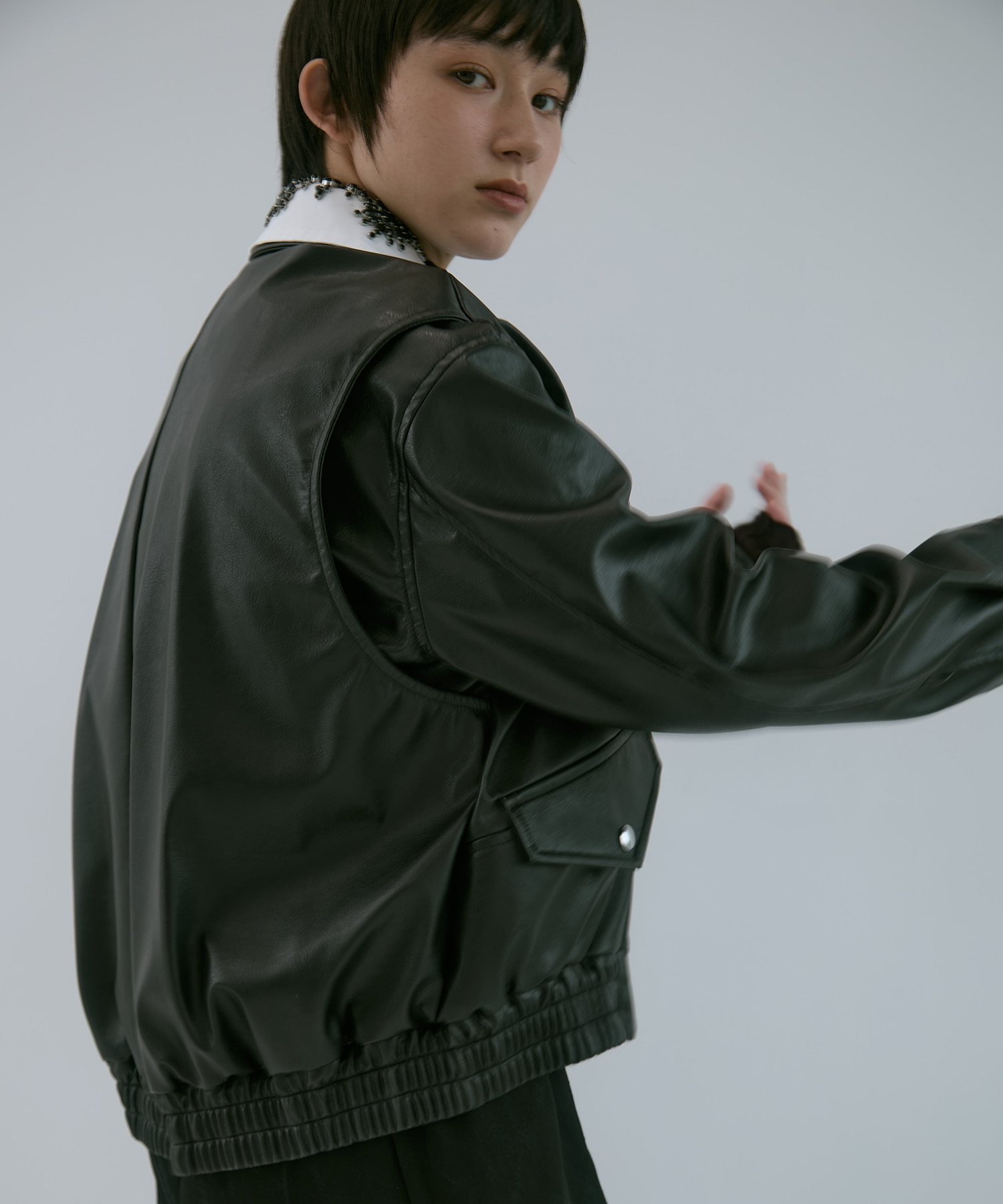 crystal bijou collar 2WAY blouson tanakadaisuke