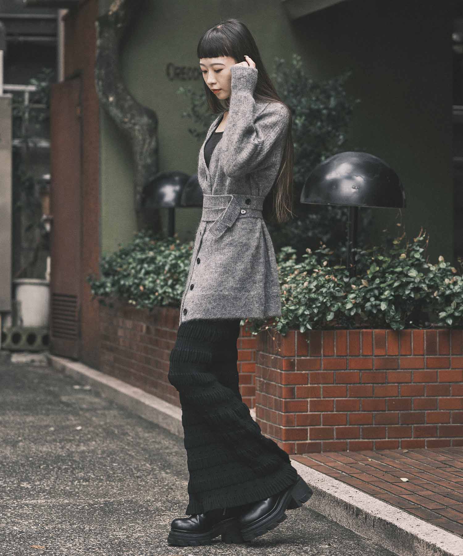 Mohair knit belted cardigan FETICO