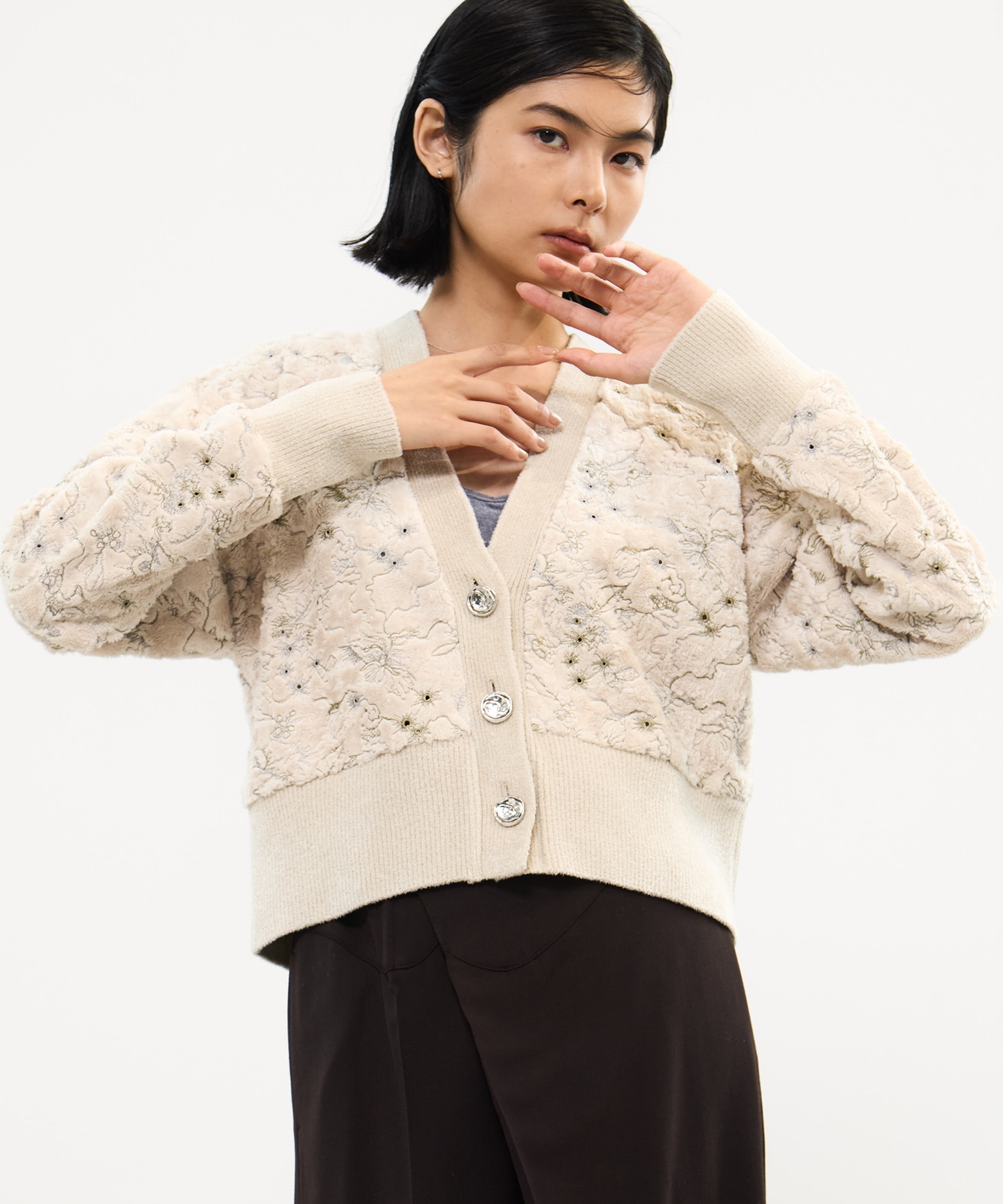 Camouflage embroidered knit cardigan MURRAL