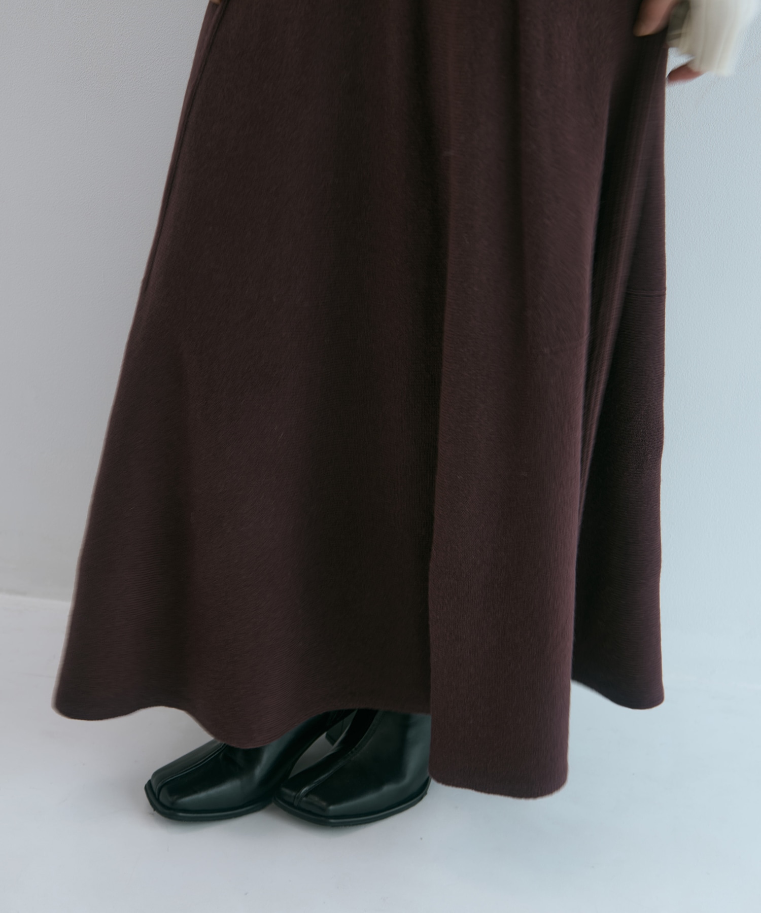 別注 CASHMERE FLARE LONG SKIRT WRAPINKNOT