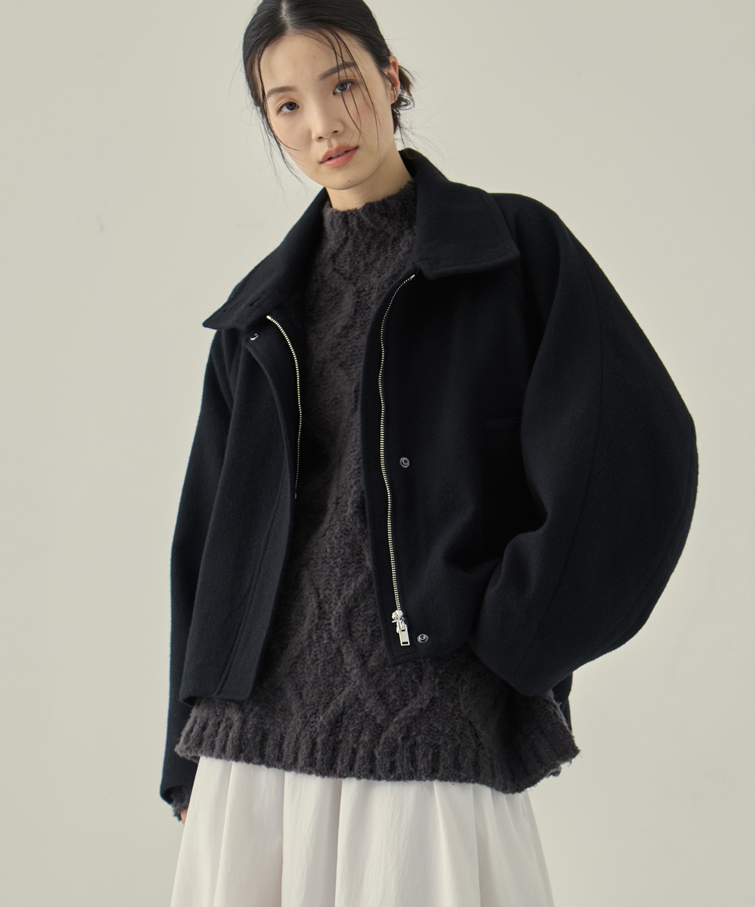 Stand Collar Wool Blouson STUDIOUS