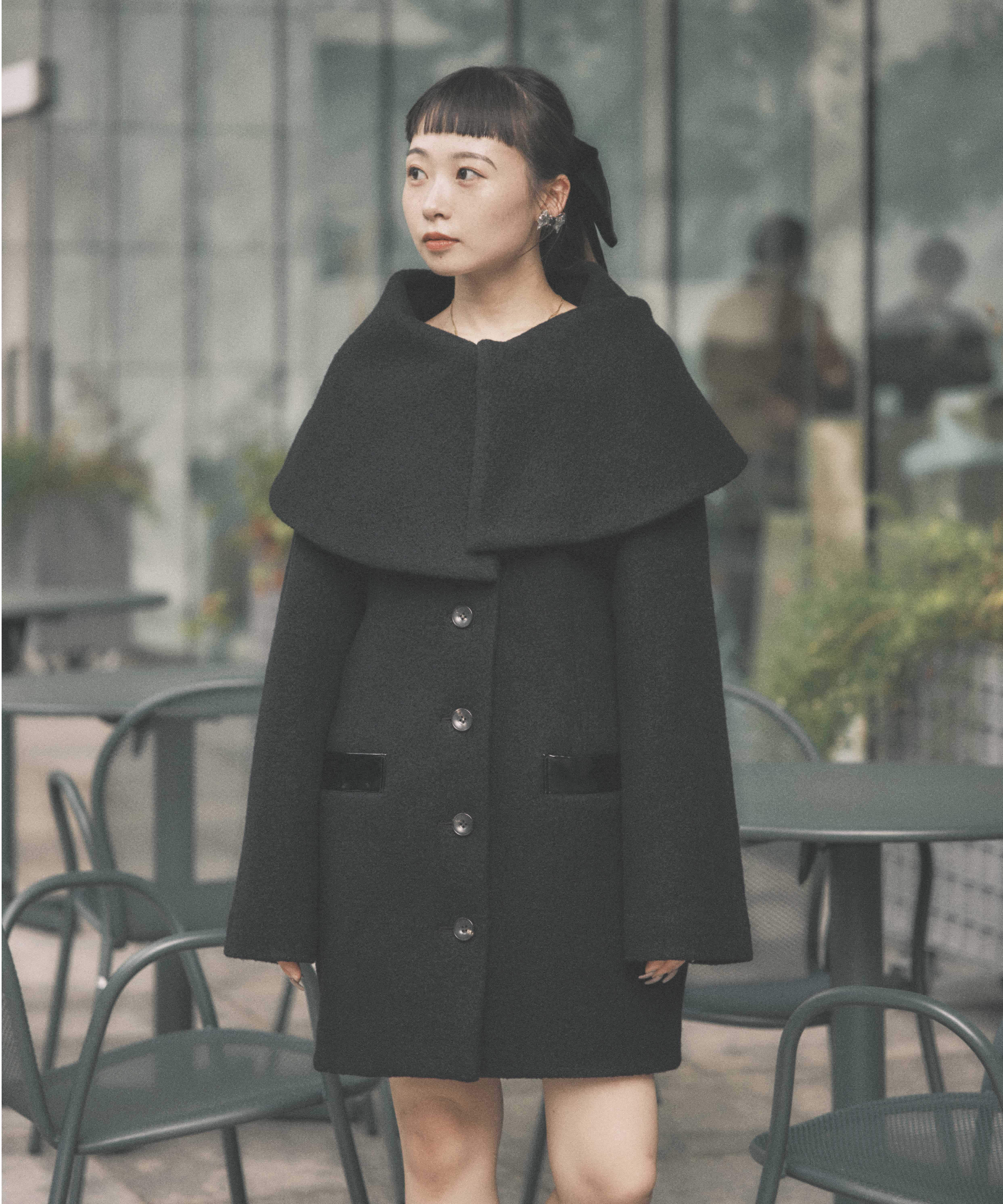 Boucle wool cape coat FETICO