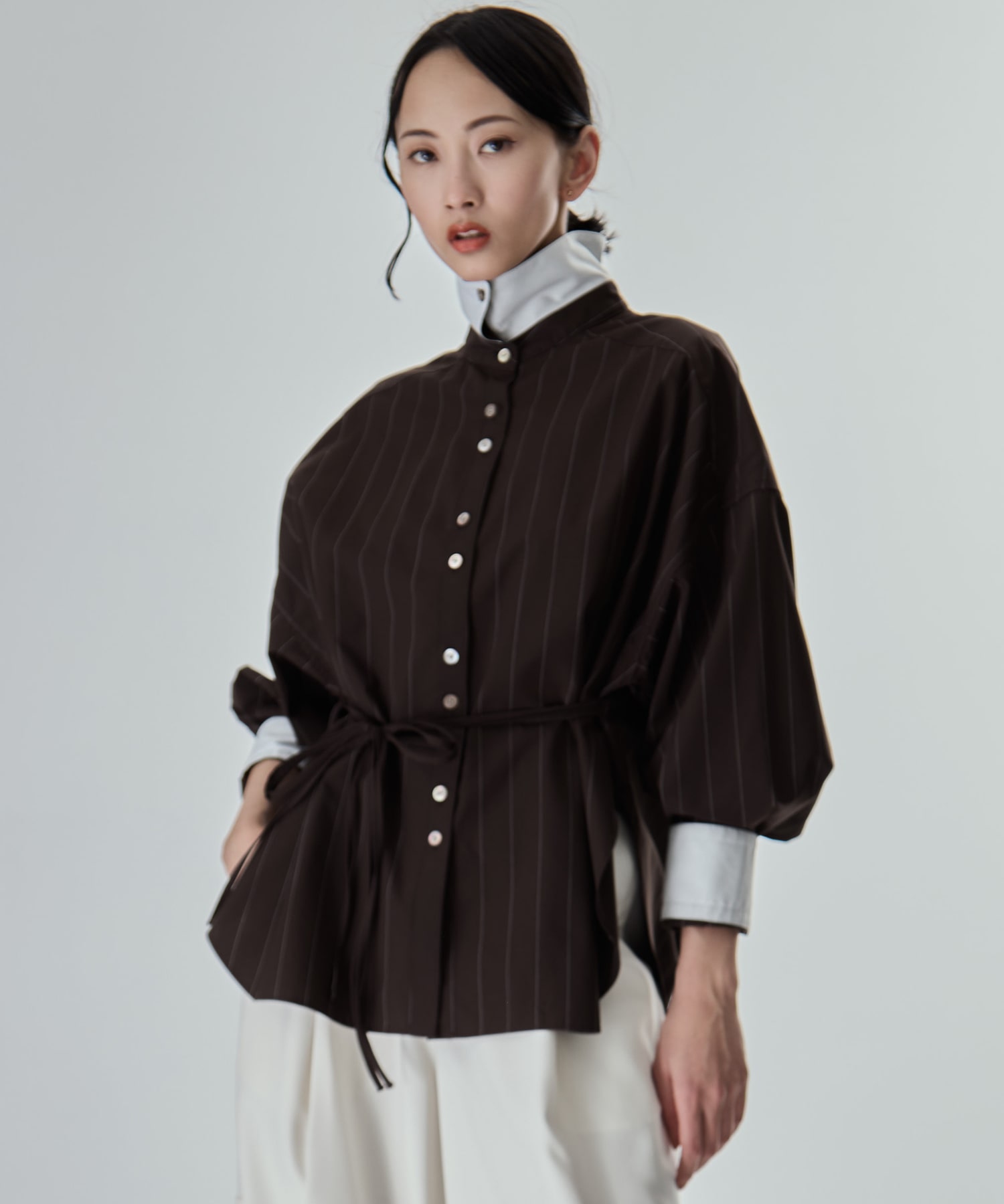 Wide Stripe 2way Shirt STUDIOUS