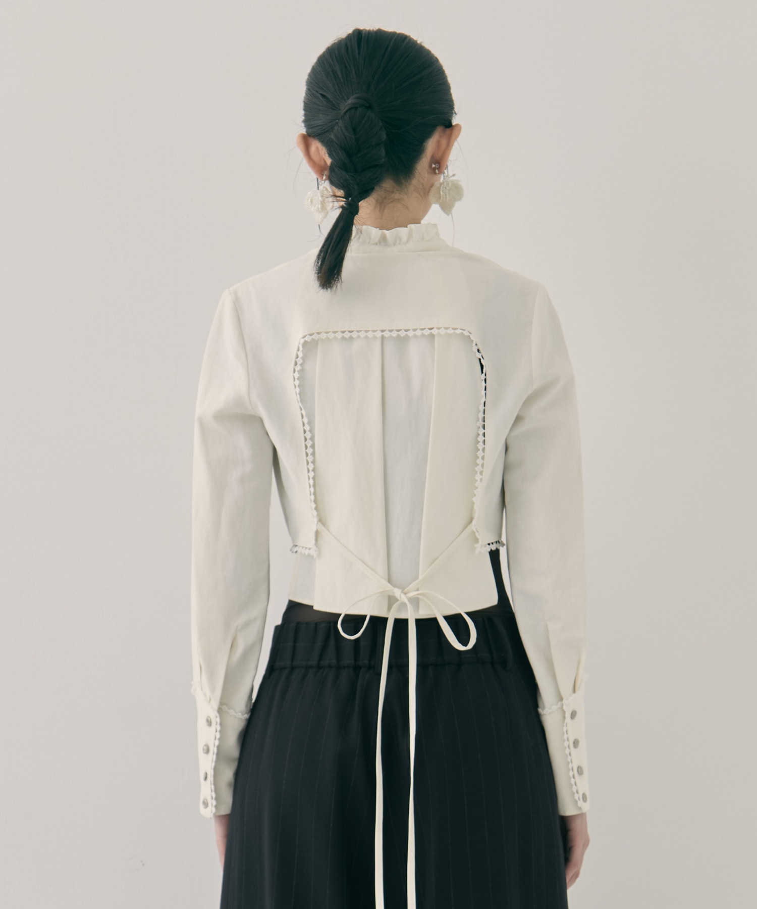 back curtain cropped blouse tanakadaisuke
