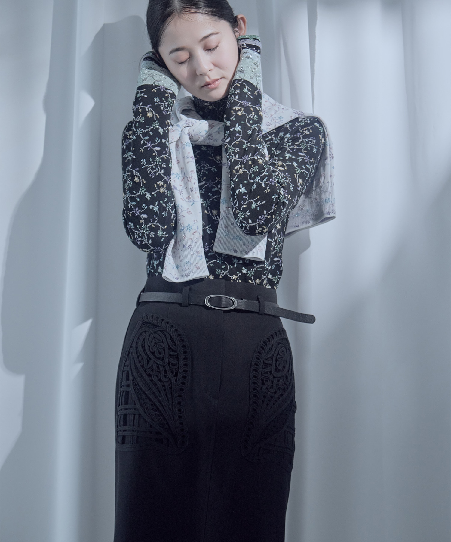 別注Cording Embroidery Detailed I-line Skirt Mame Kurogouchi