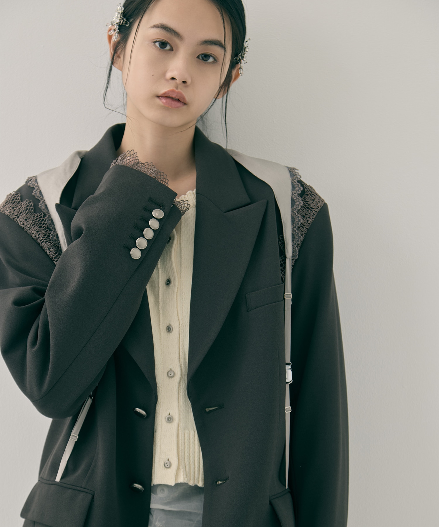 garter collar peaked lapel jacket tanakadaisuke