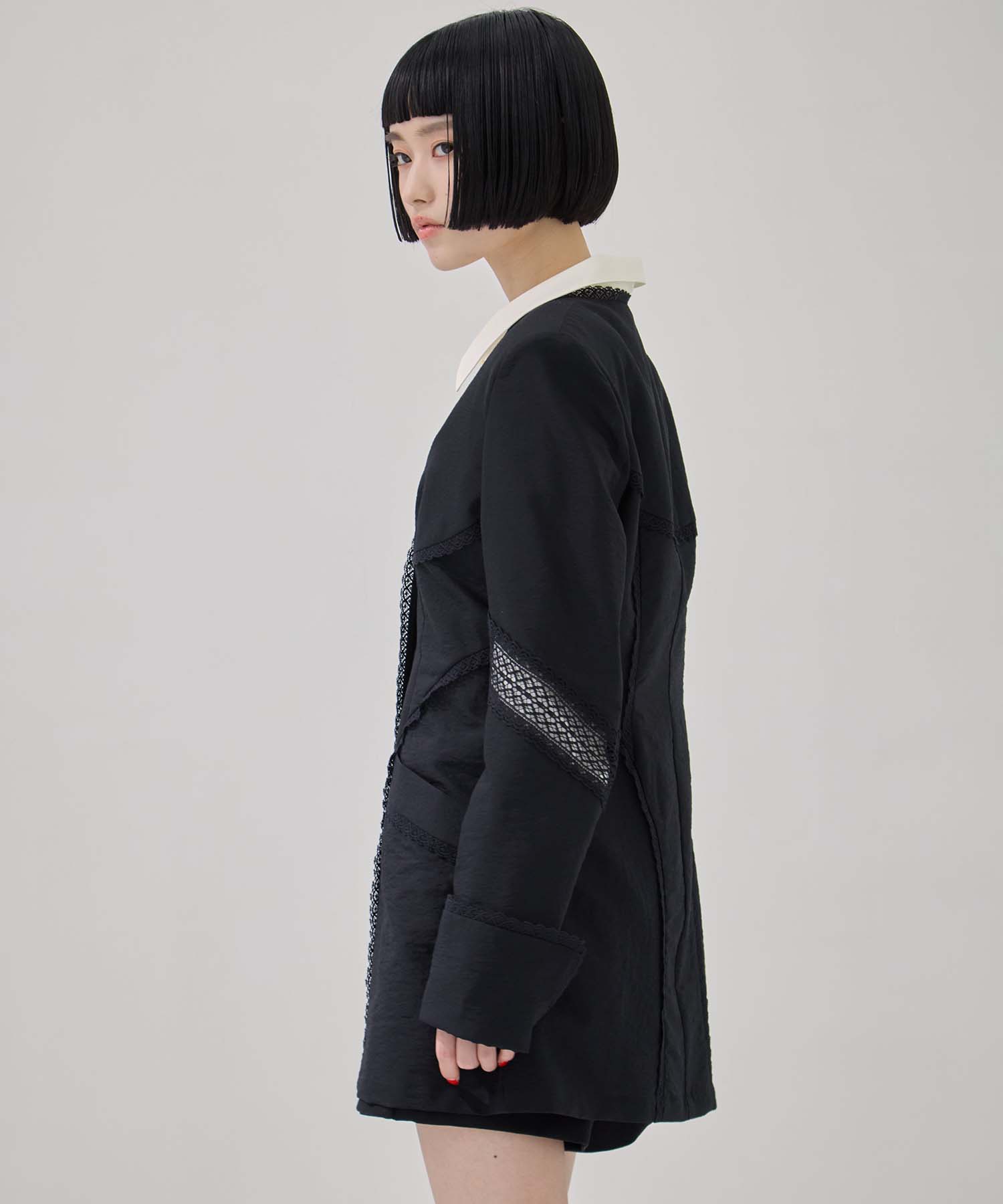 別注 LACE-PANELED SHIRT JACKET FETICO