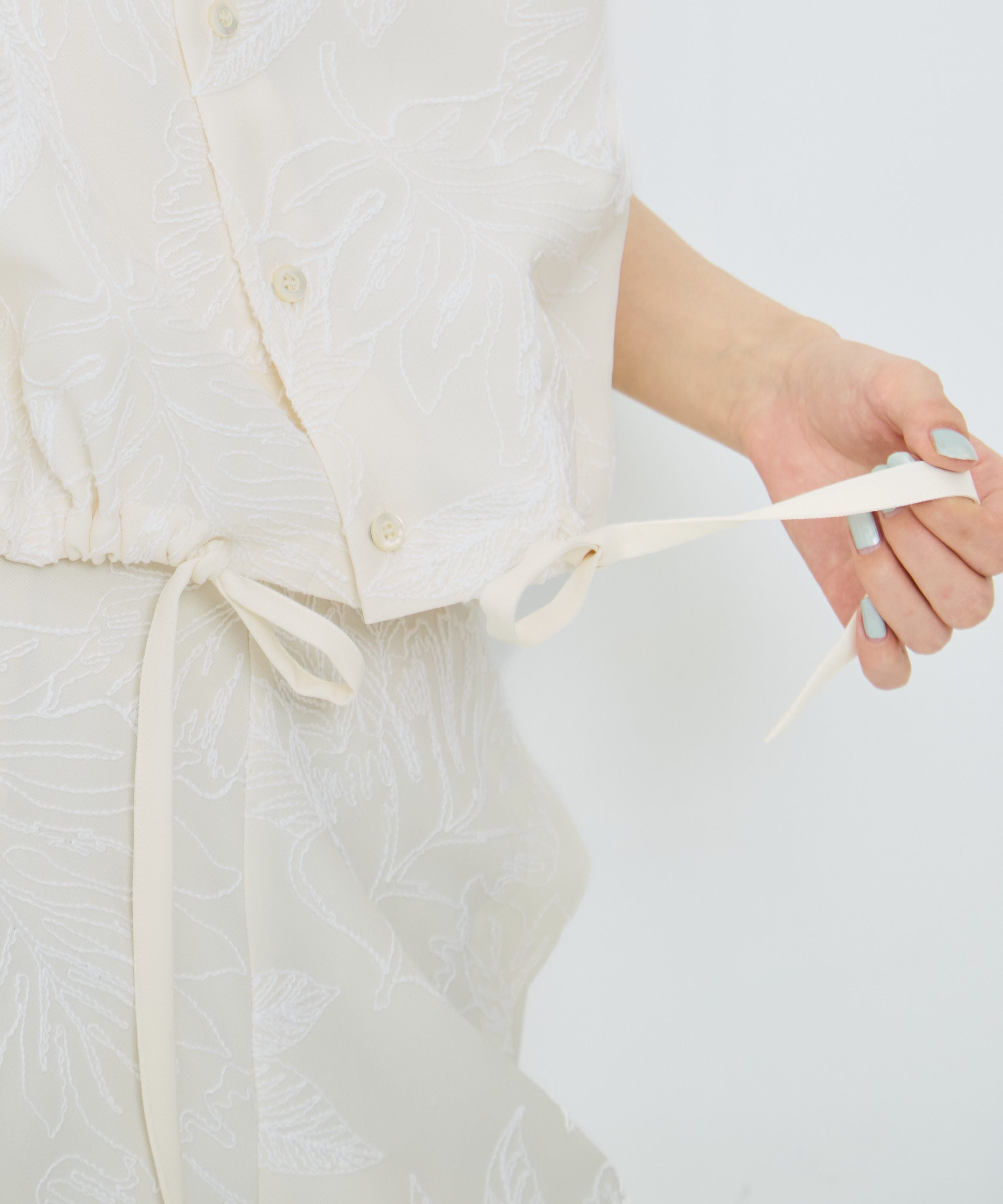 別注 FLOWER LACE GATHER SLEEVE SHIRT UJOH