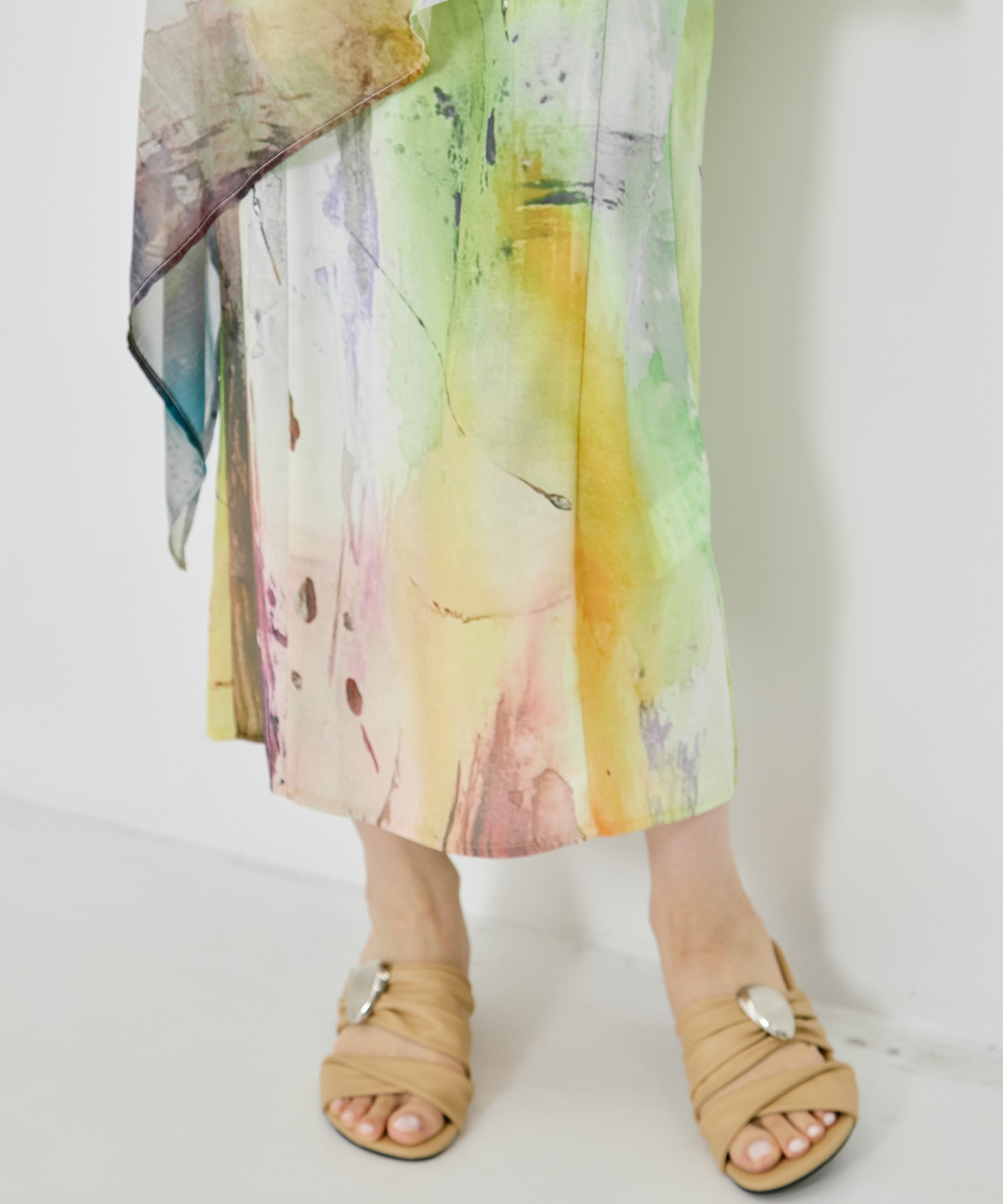 PAINTED TEXTURE ART LAYERED DRESS AMERI