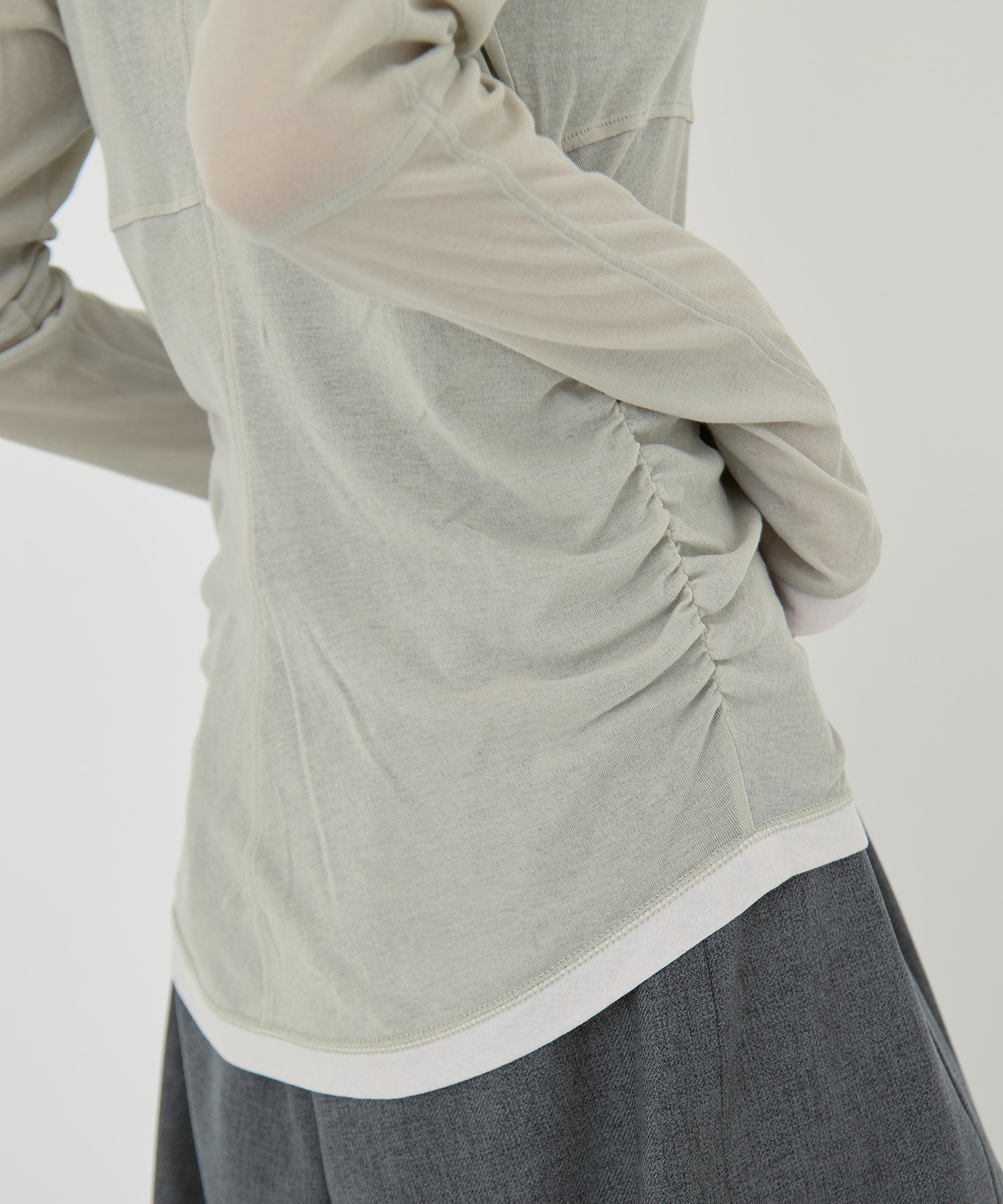 2way Sheer Cotton Long Tee STUDIOUS