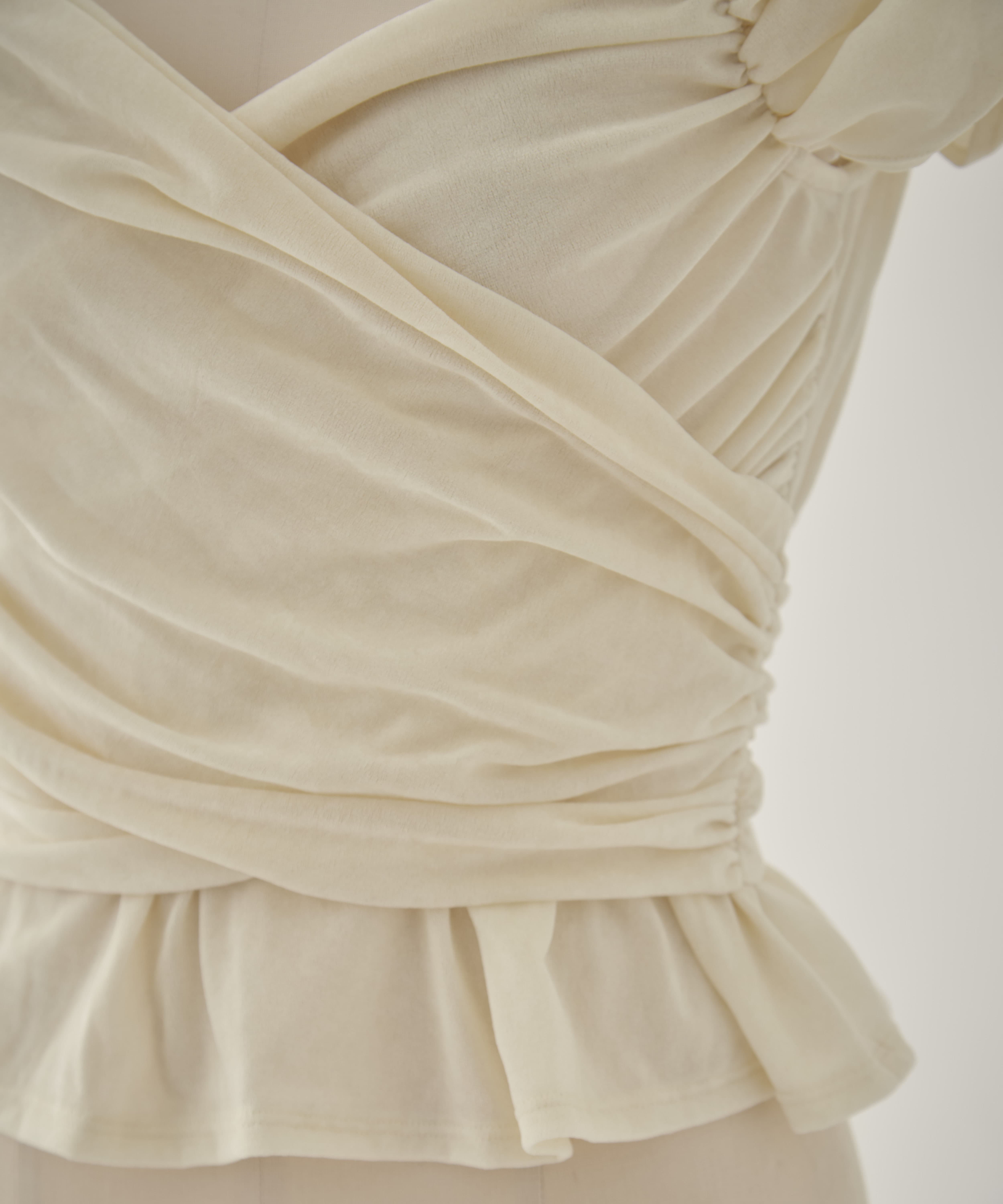 VELVET TULLE GATHERED TOP FETICO