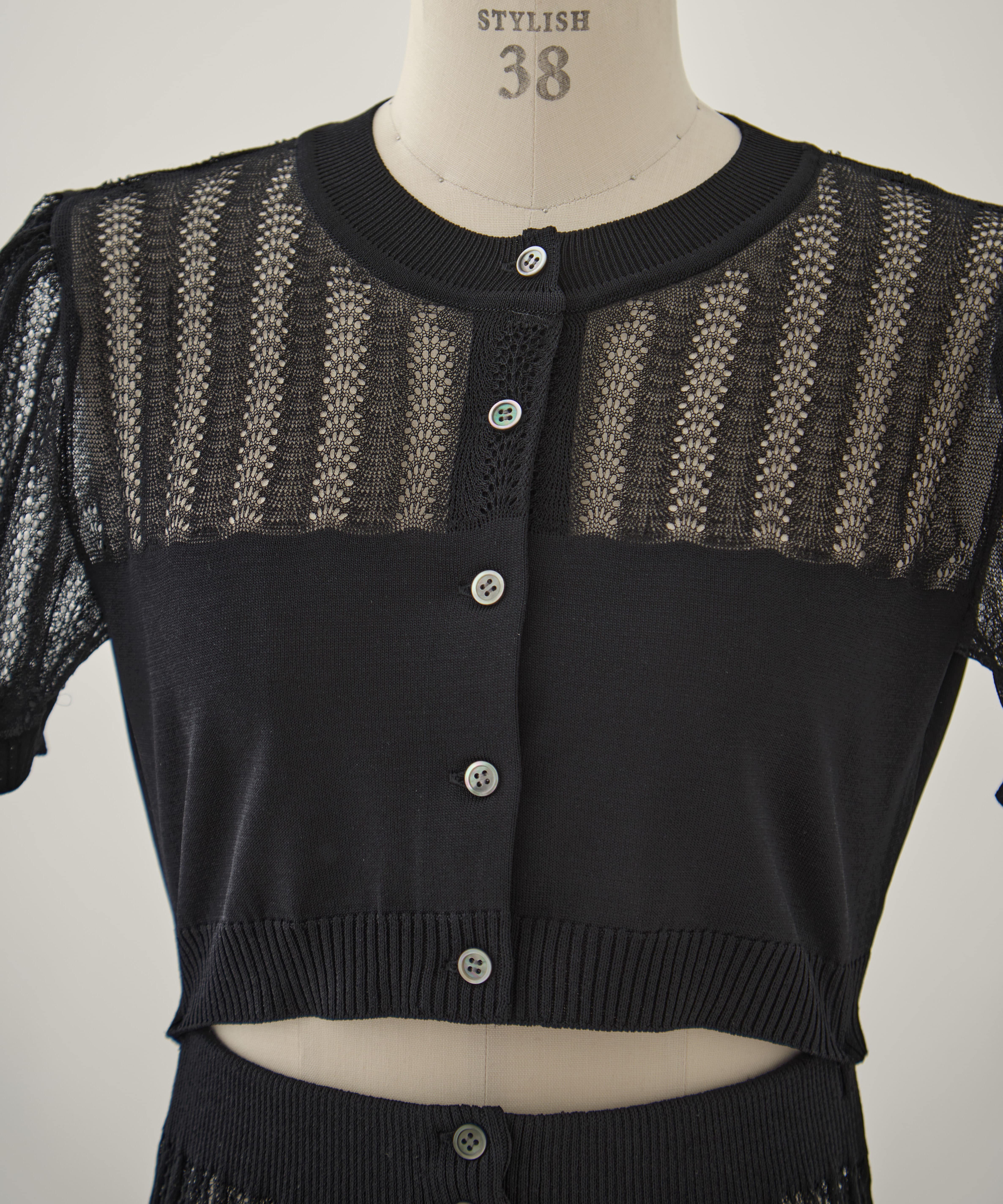CONVERTIBLE SHEER STRIPE KNIT CARDIGAN FETICO