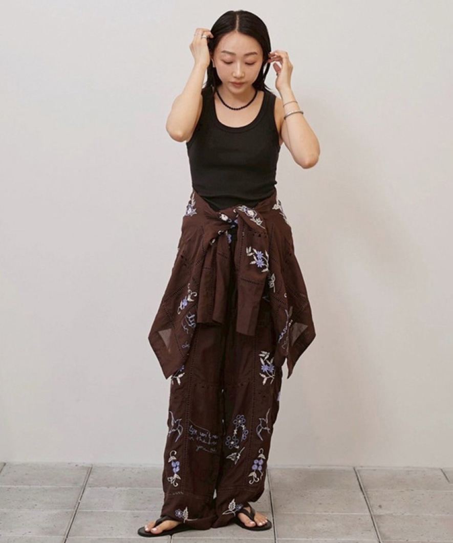 Embroidery Patchwork Trousers TODAYFUL