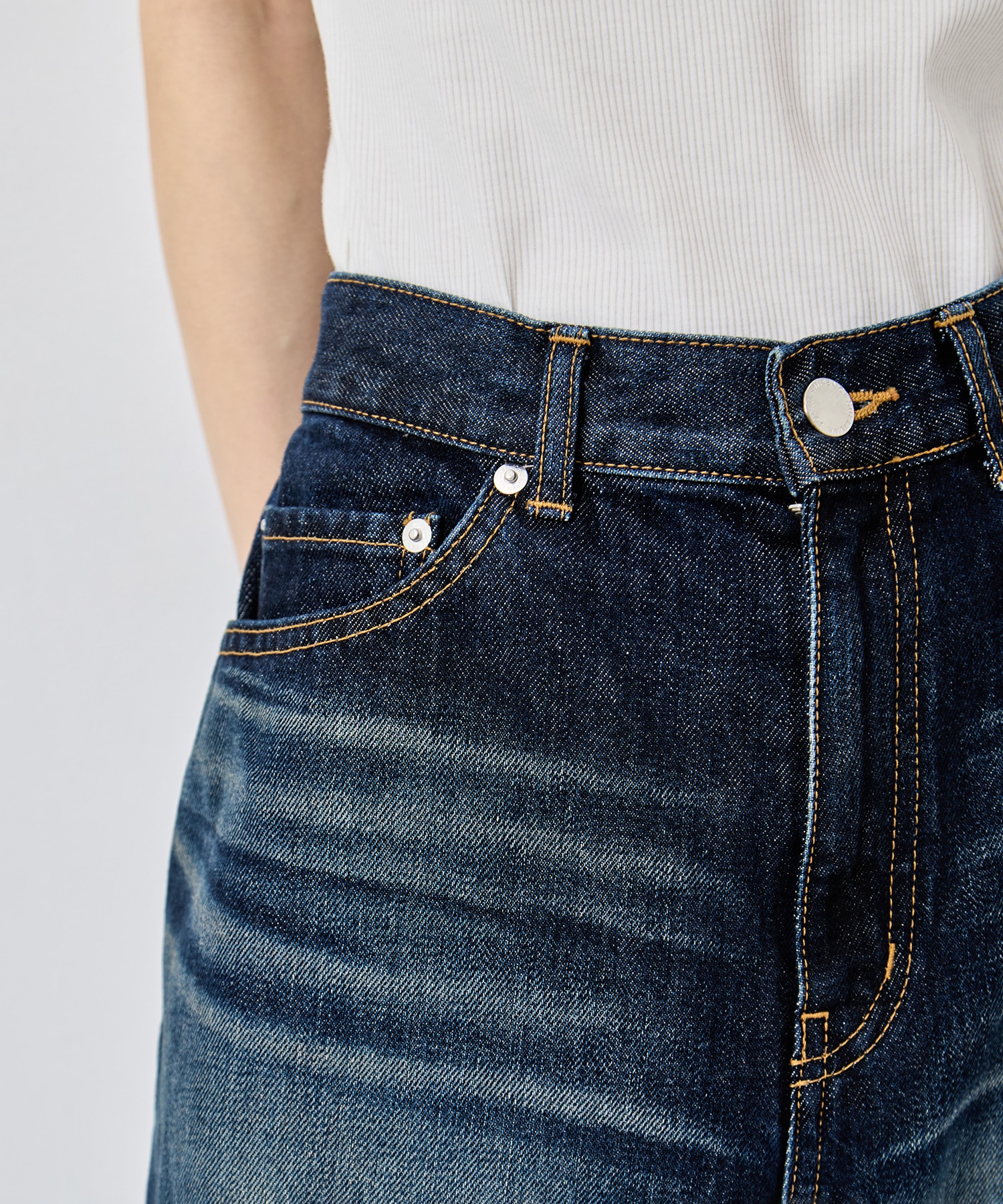 別注 WASHED DENIM CUT OUT WIDE PANTS JOHN LAWRENCE SULLIVAN