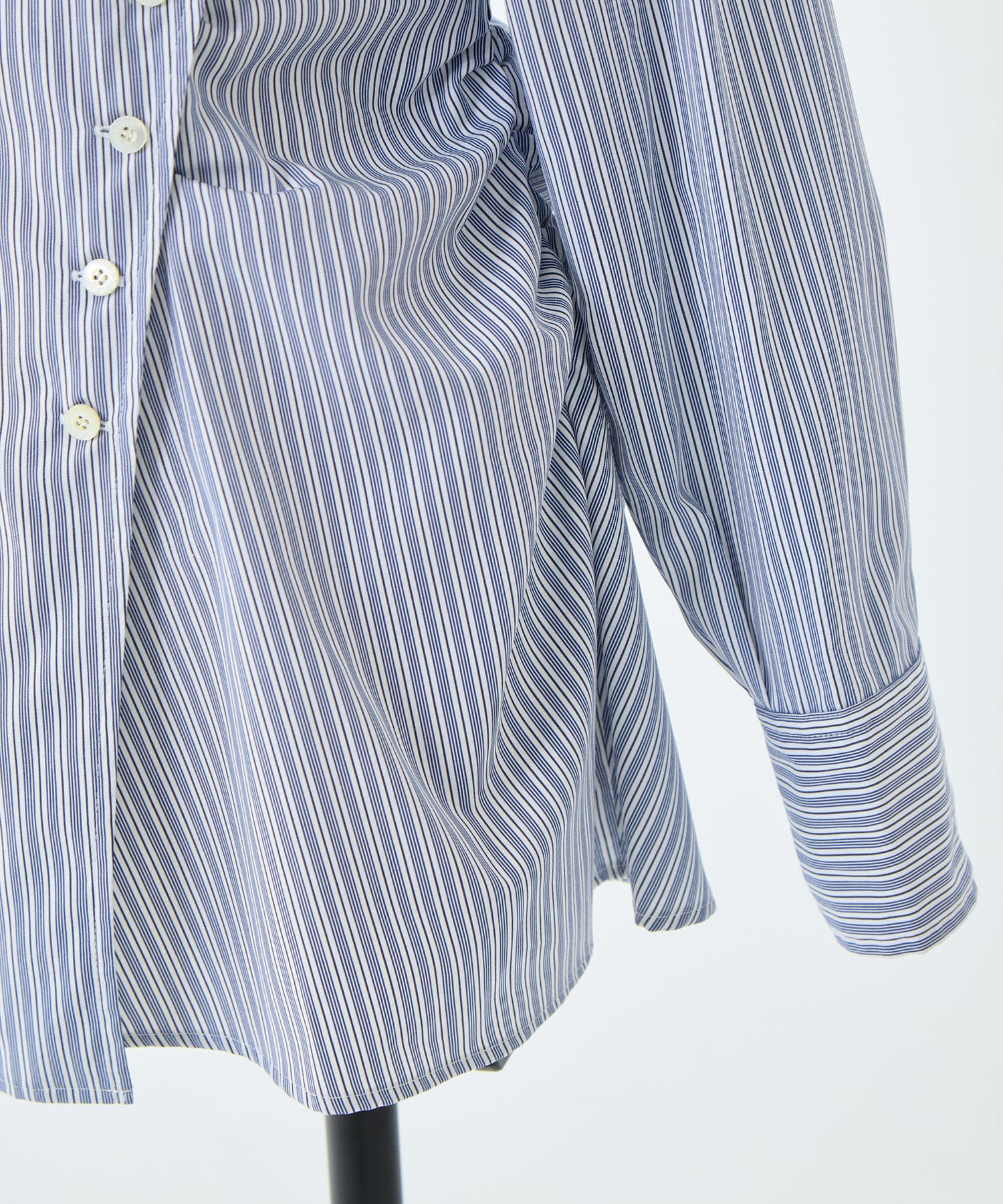 COTTON STRIPE SCARF COLLAR BLOUSE FETICO