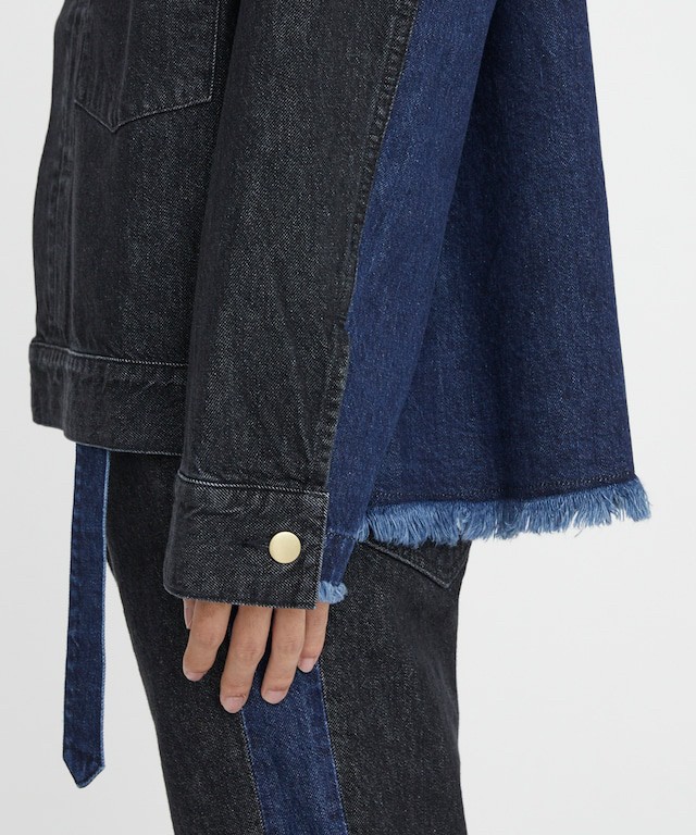 Cut-off Band Collar Denim Blouson | CULLNI