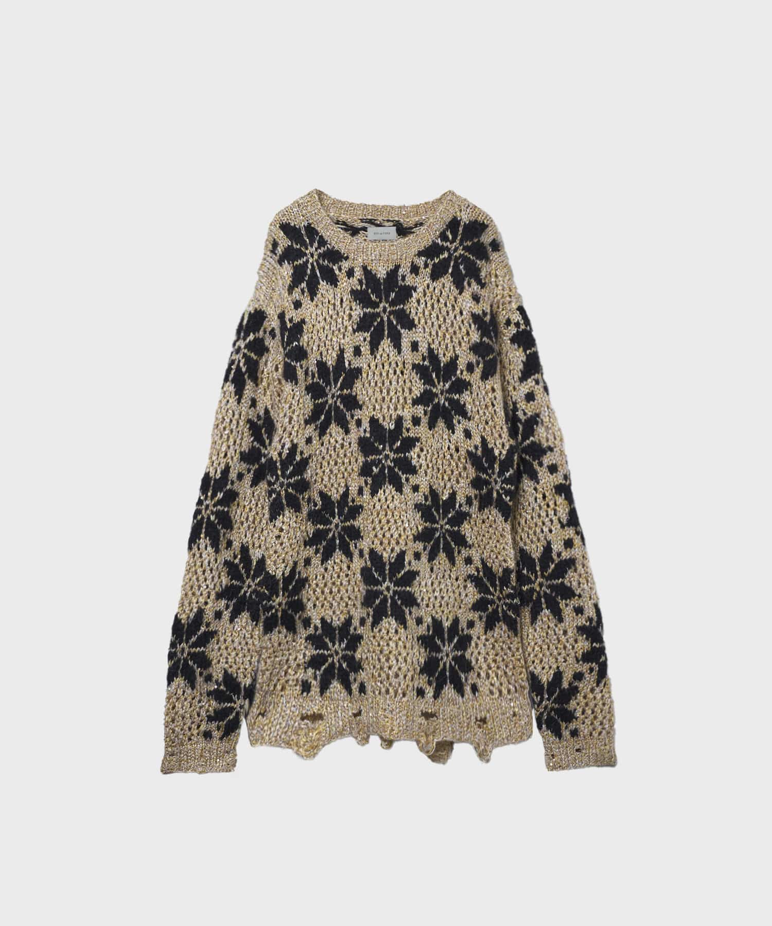 Snow Pattern Crew Neck Knit BED J.W. FORD