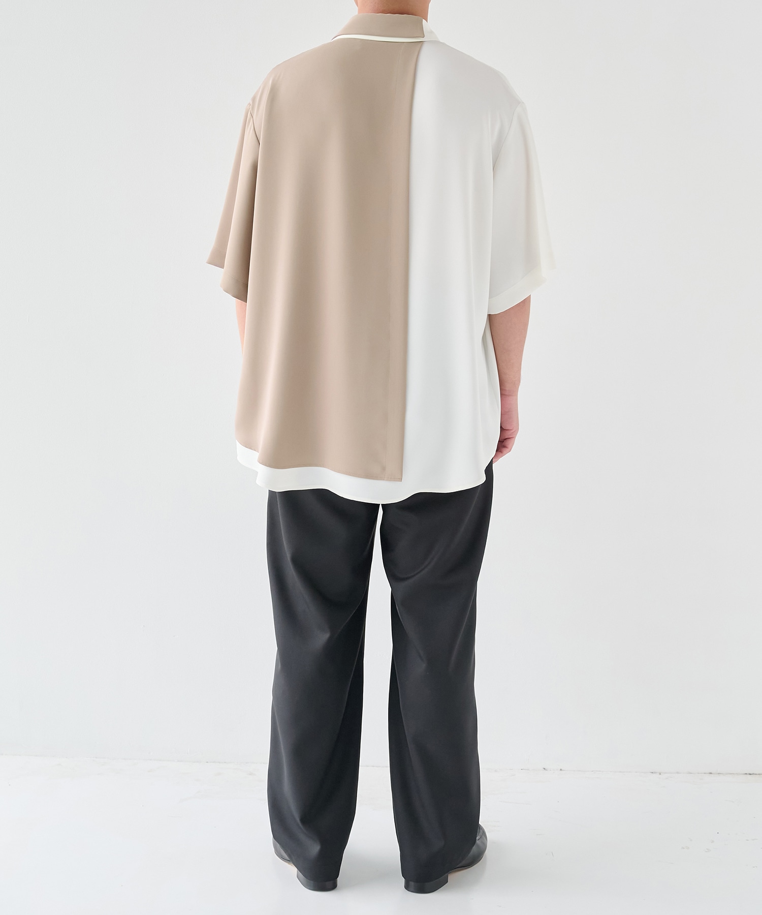 Double Cloth Layered Bi-Color Short Sleeve Shirt CULLNI