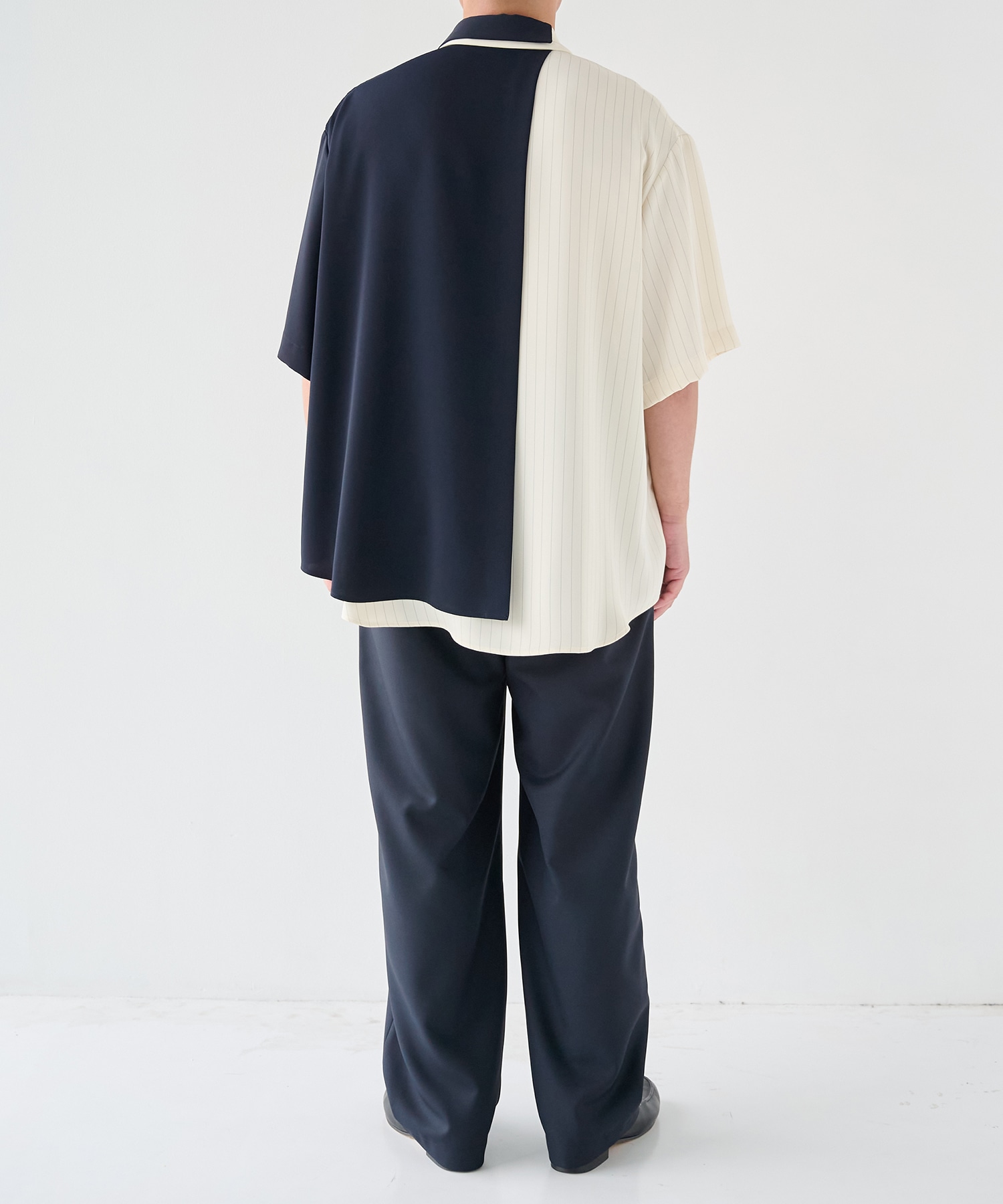 Double Cloth Layered Bi-Color Short Sleeve Shirt CULLNI