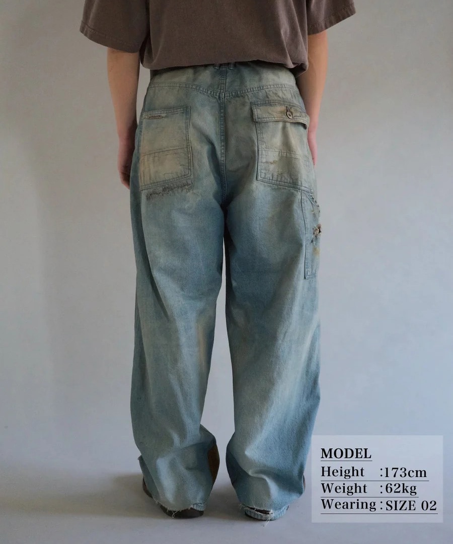 REMAKED DOUBLEKNEE DENIM PAINTER PANTS ANACHRONORM