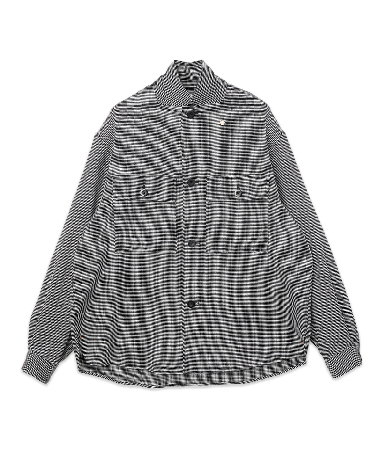 Mix Yarn Mesh Notched Lapel Shirt Blouson CULLNI