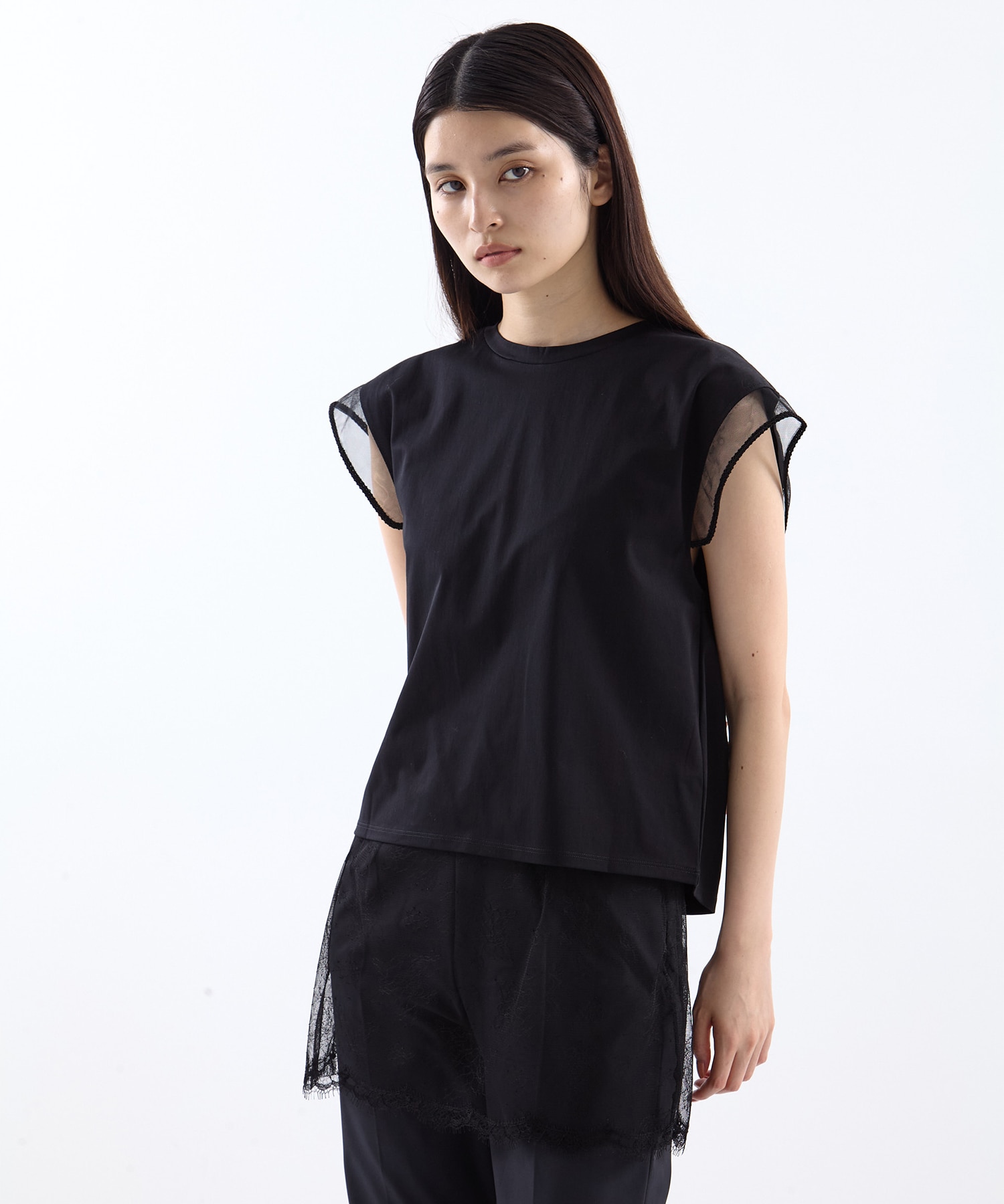 別注 China ribbon no sleeve T-shirt tanakadaisuke