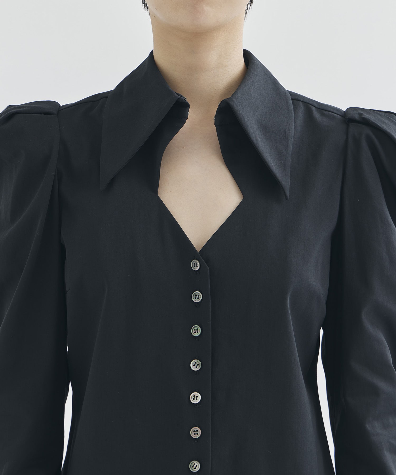 PUFF-SLEEVED COTTON SATIN SHIRT FETICO