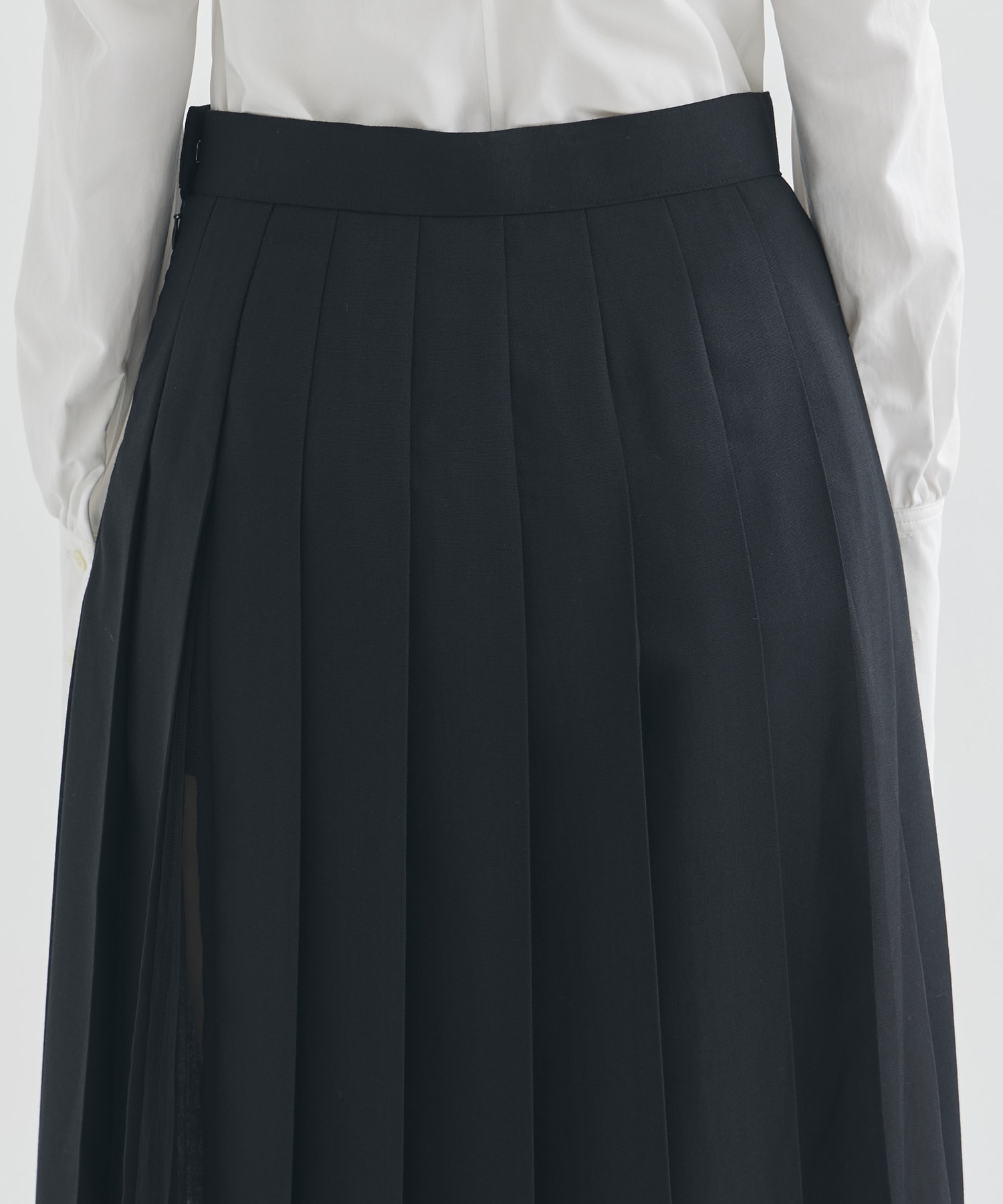 WOOL & TULLE COMBINED PLEATED SKIRT FETICO