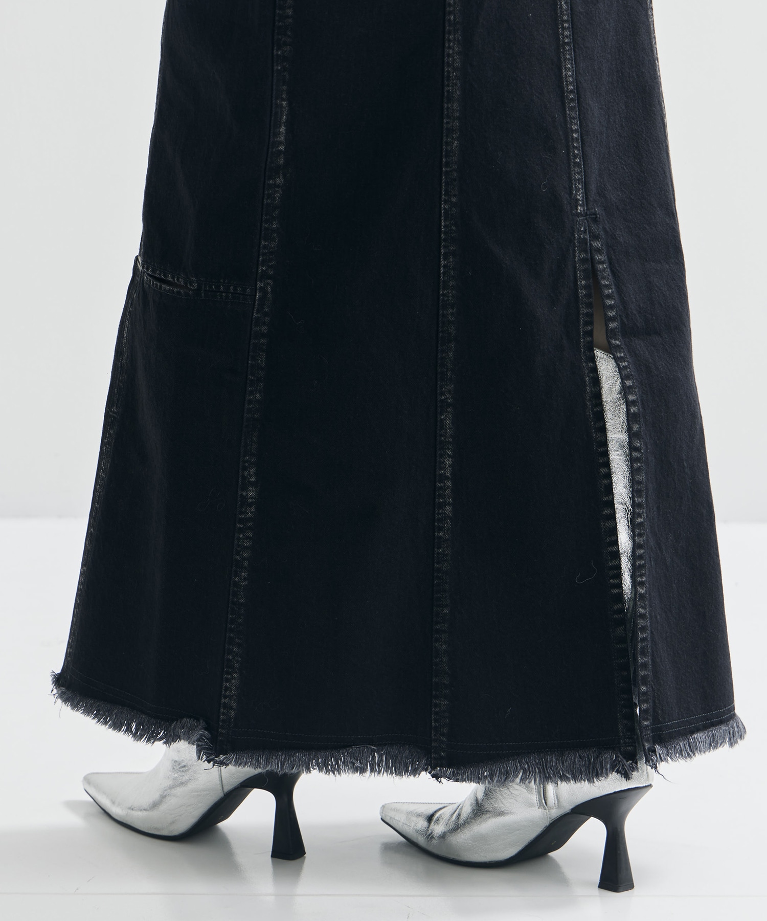 DENIM SLIT MAXI SKIRT FETICO