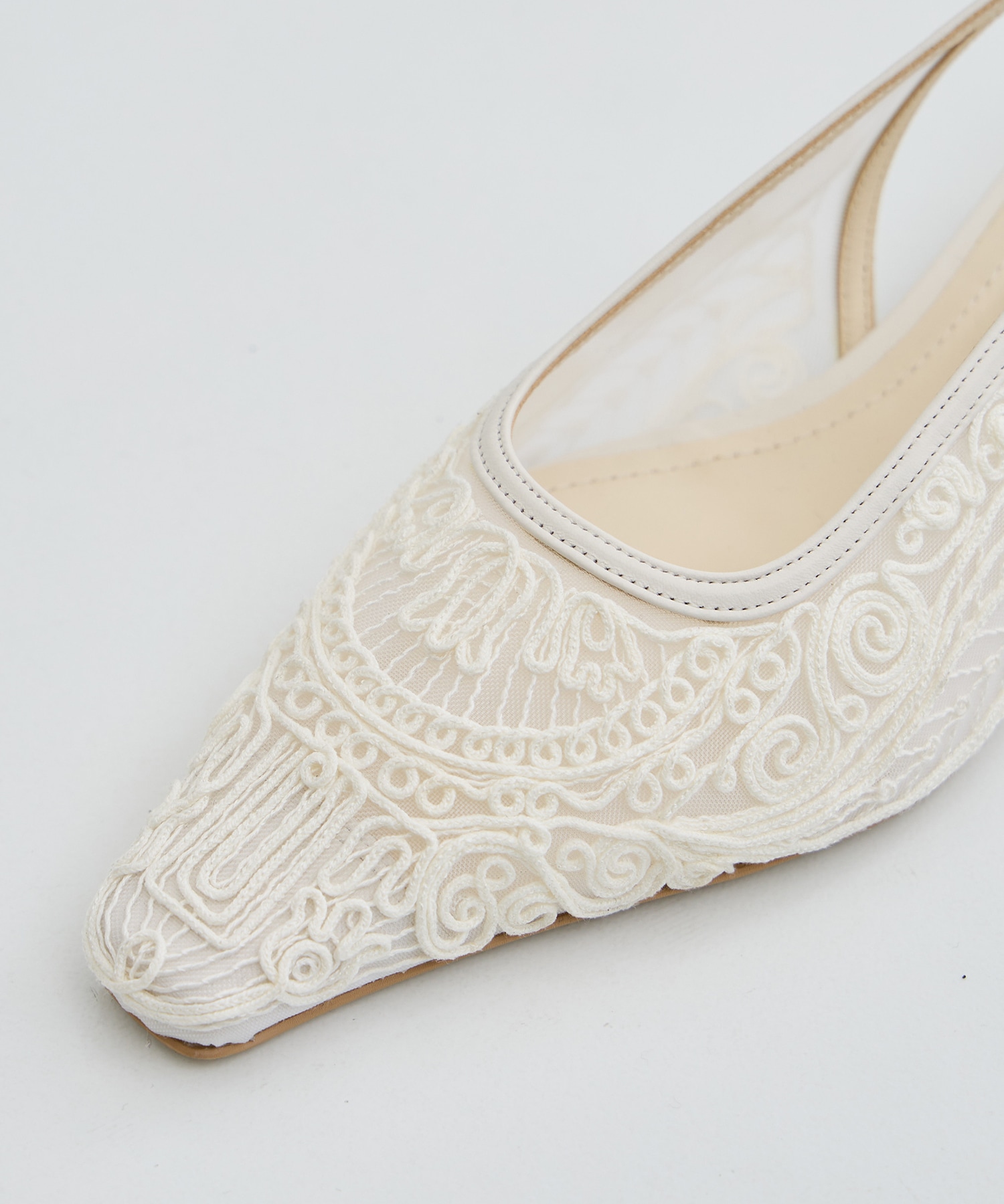 Cording Embroidery Sling Back Heels Mame Kurogouchi