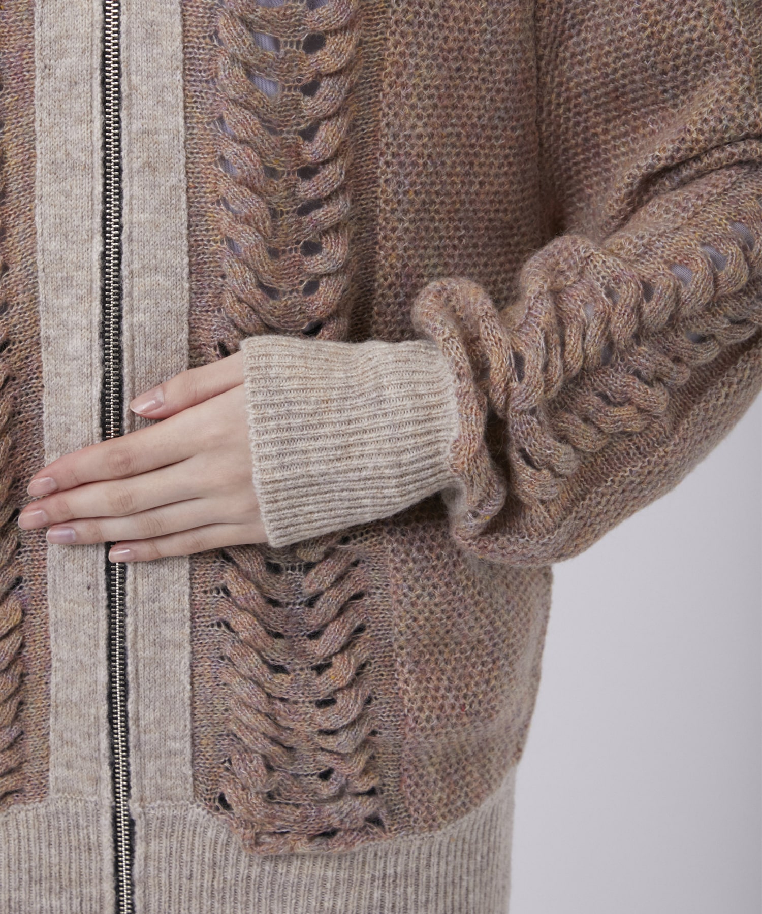 ウールモヘアZIP Knit Cardigan PEIEN