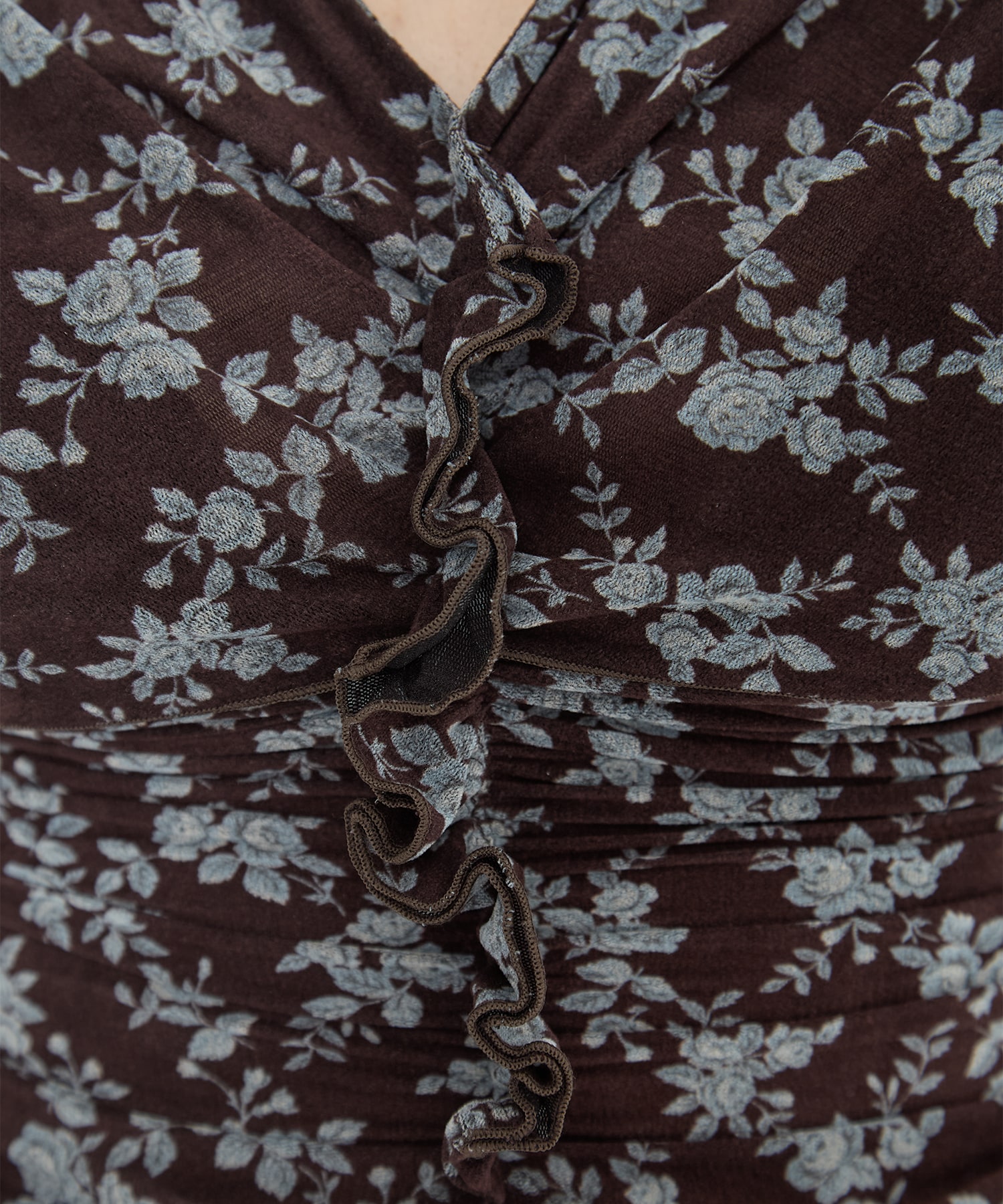 ROSE VELVET TULLE SHIRRING TOP FETICO