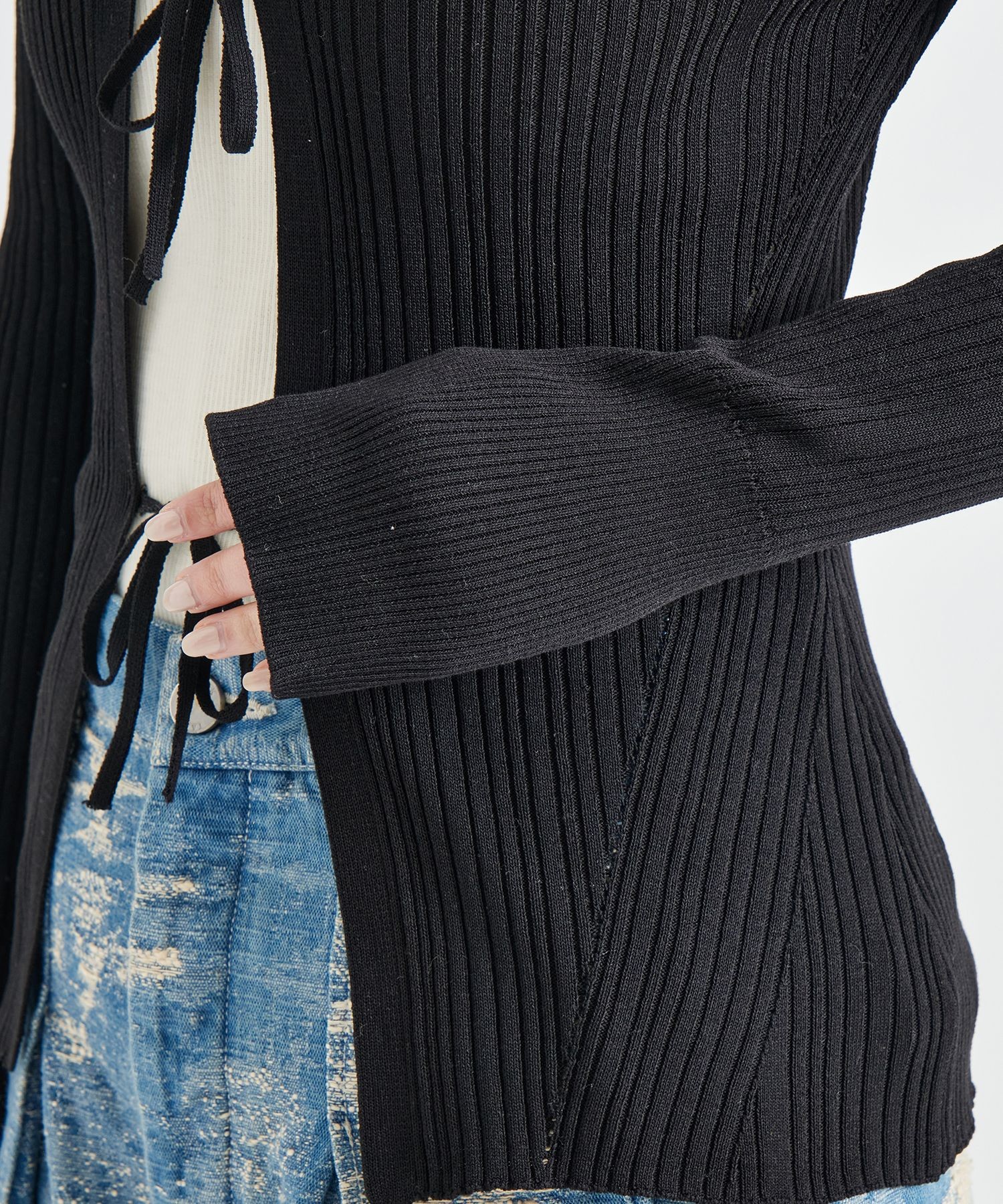 Ribbon Front Knit Cardigan STUDIOUS