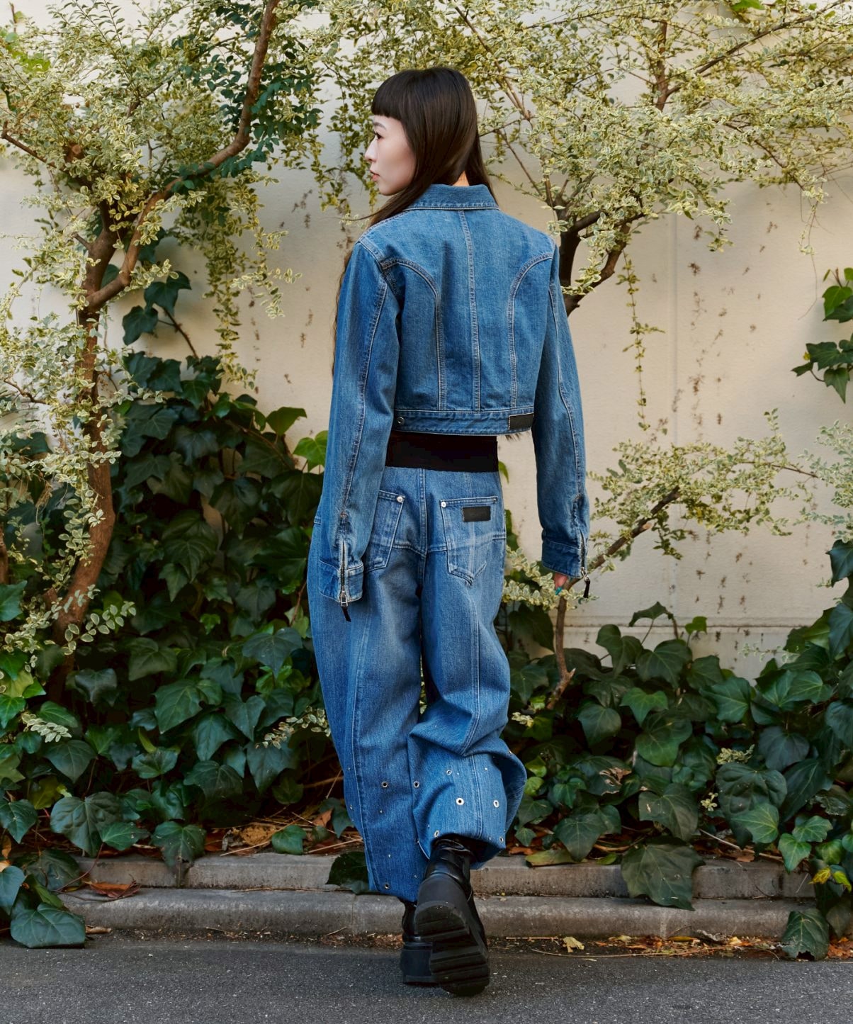 ORGANIC COTTON DENIM WIDE-LEG JEANS WITH STUDS FETICO