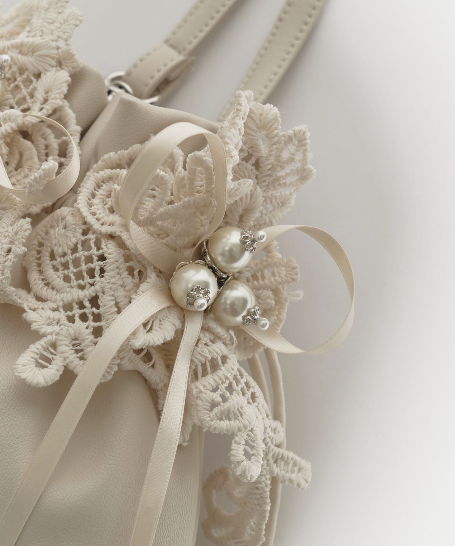 別注 lace flower drawstring sacoche tanakadaisuke