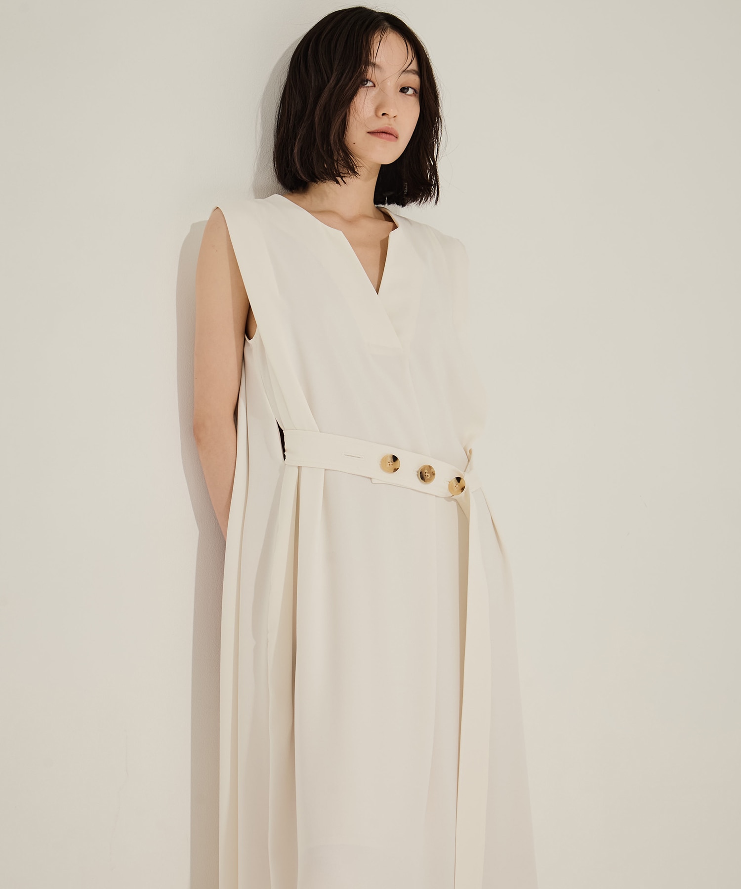 Back Satin Belted Dress STUDIOUS