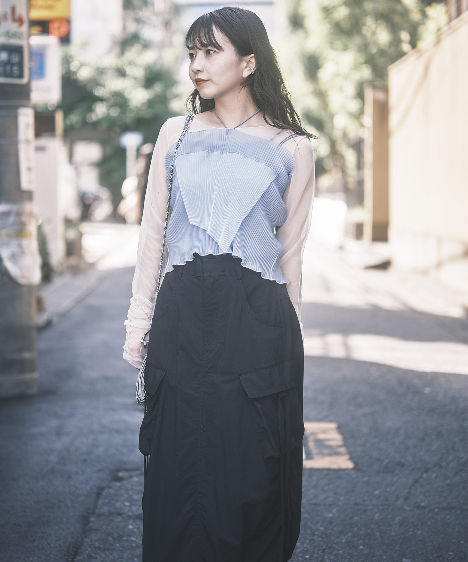 Gathered Sleeve Sheer Top STUDIOUS