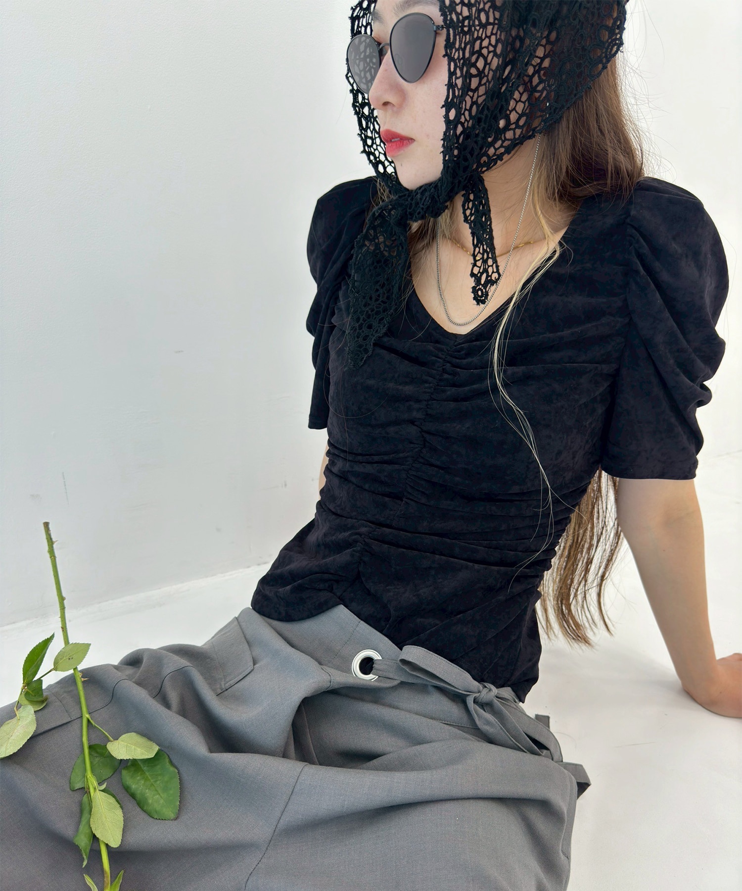 別注 VELOUR GATHERD TOP FETICO