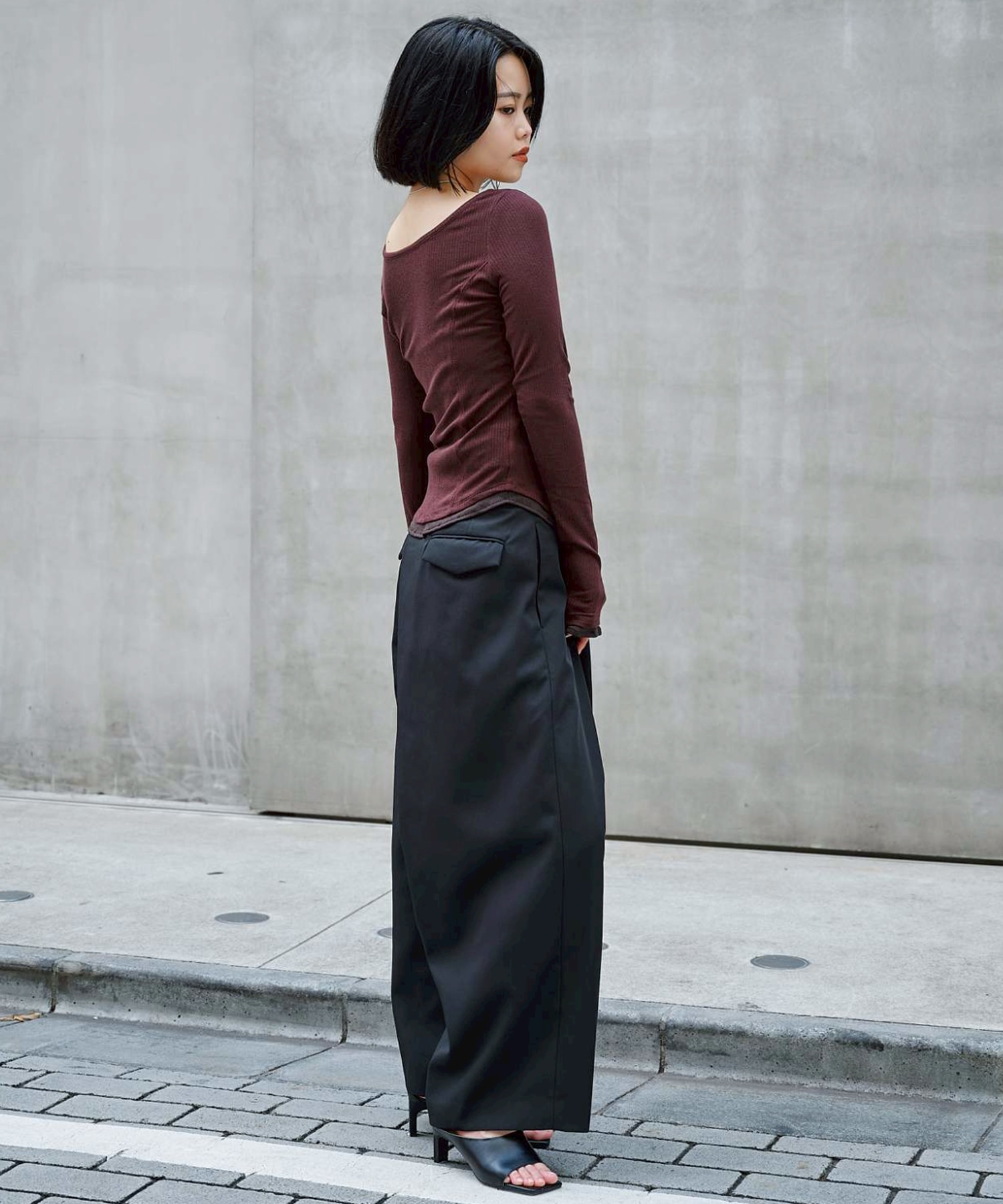 Back Asymmetry Chino Pants(1 BLACK): STUDIOUS: WOMENS