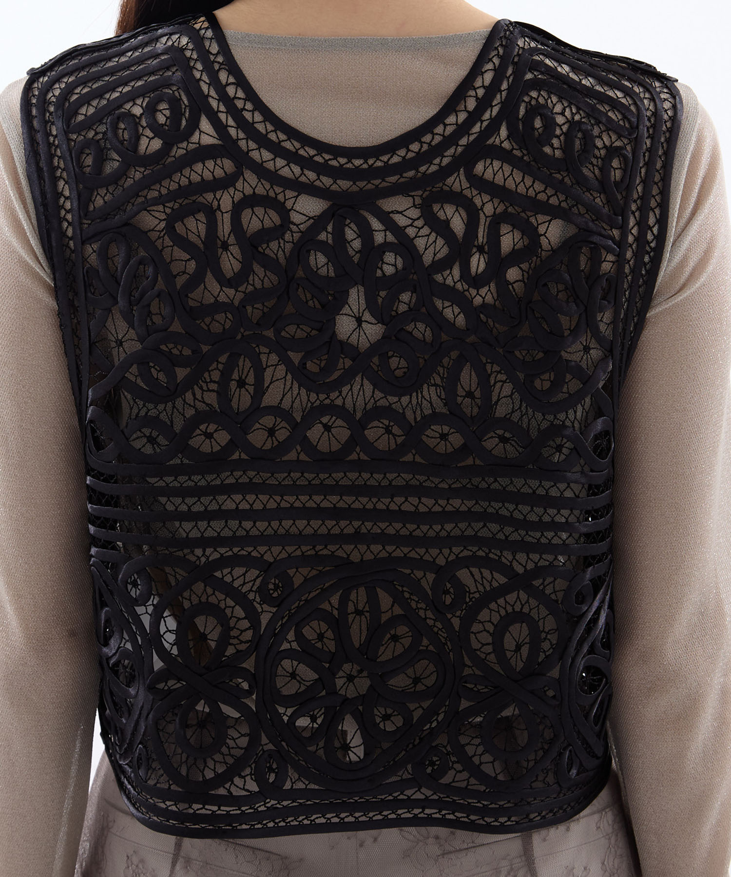 2WAY SATIN BATTEN  LACE VEST AMERI